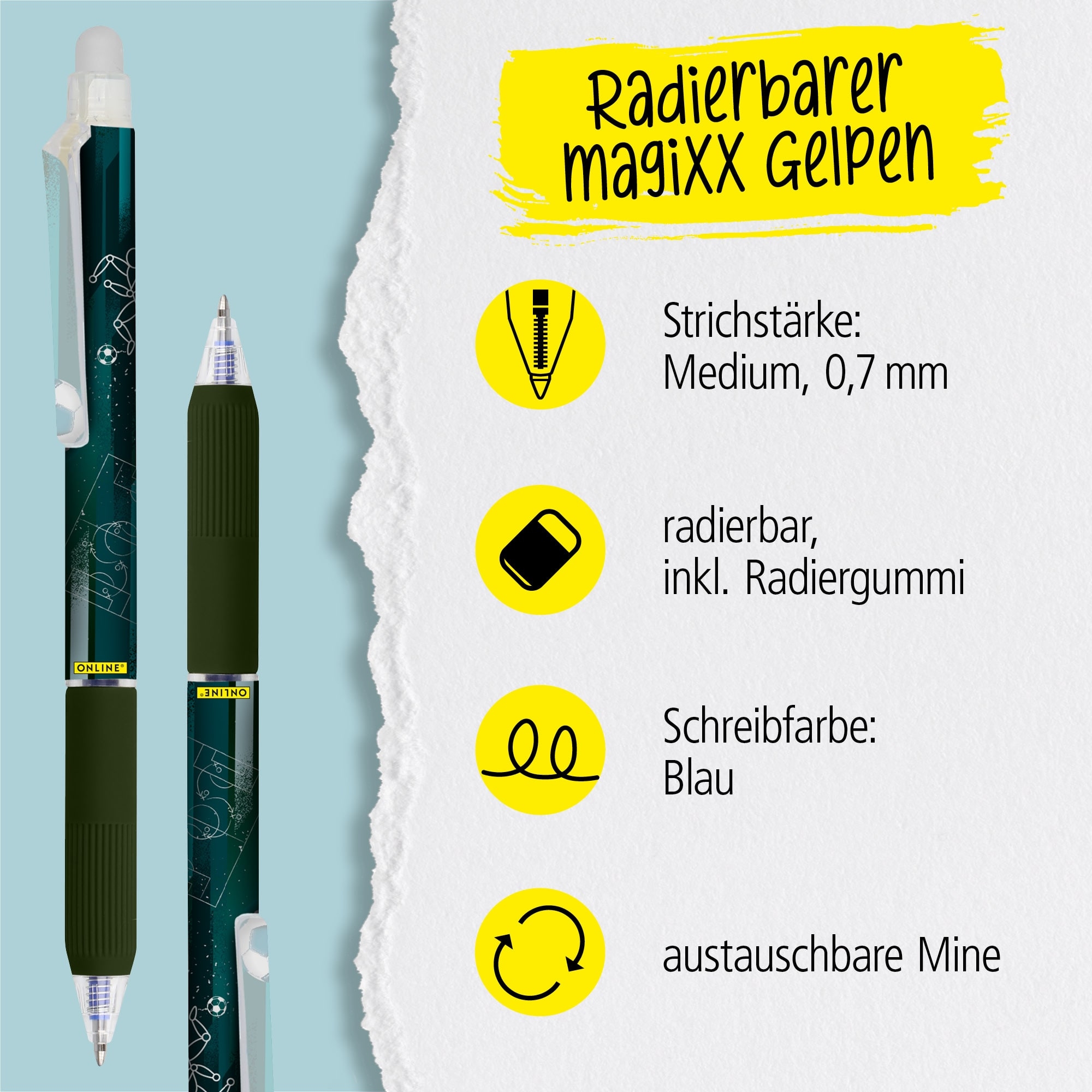 Radierbarer Gelpen ONLINE magiXX Design Fußball