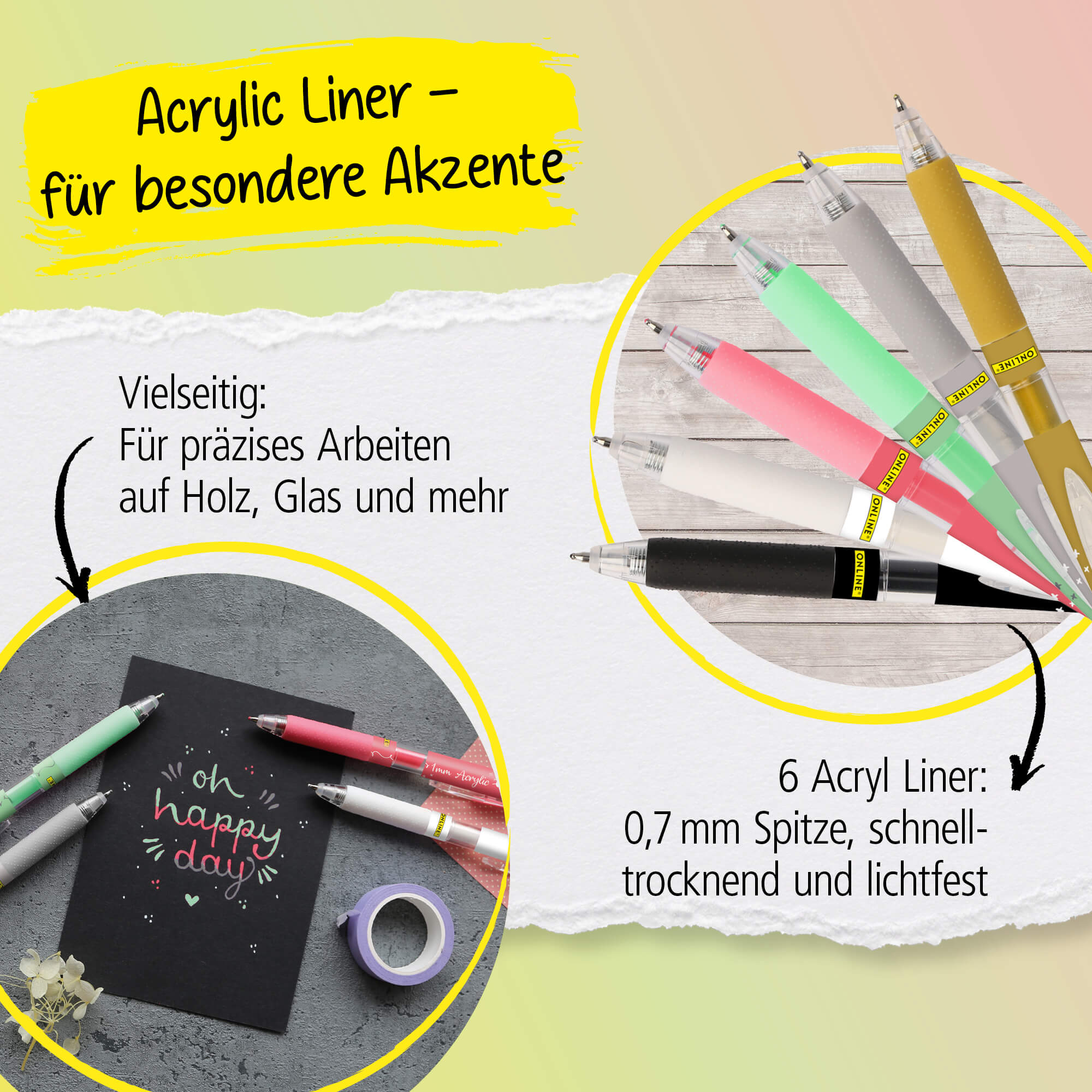Acryl Lettering Set - 17 Teile, Handlettering Stifte mit Brush Pen, Fineliner, Acryl Marker inkl. Aquarell-Block in Geschenkverpackung