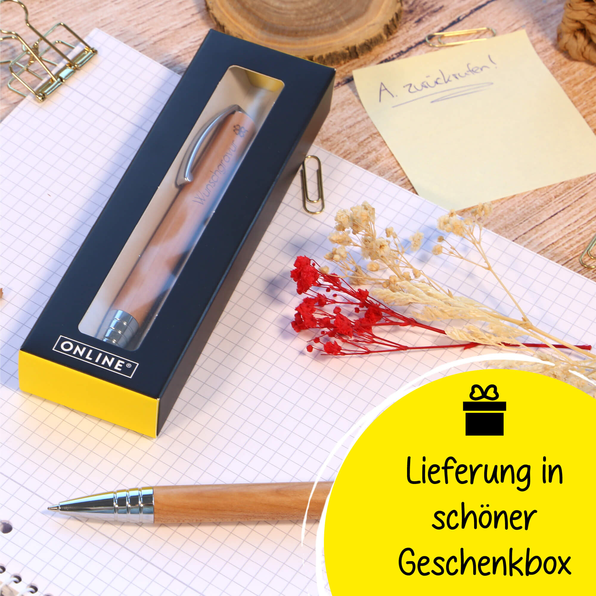 Kugelschreiber Vision Nature Maple mit Box mit Gravur