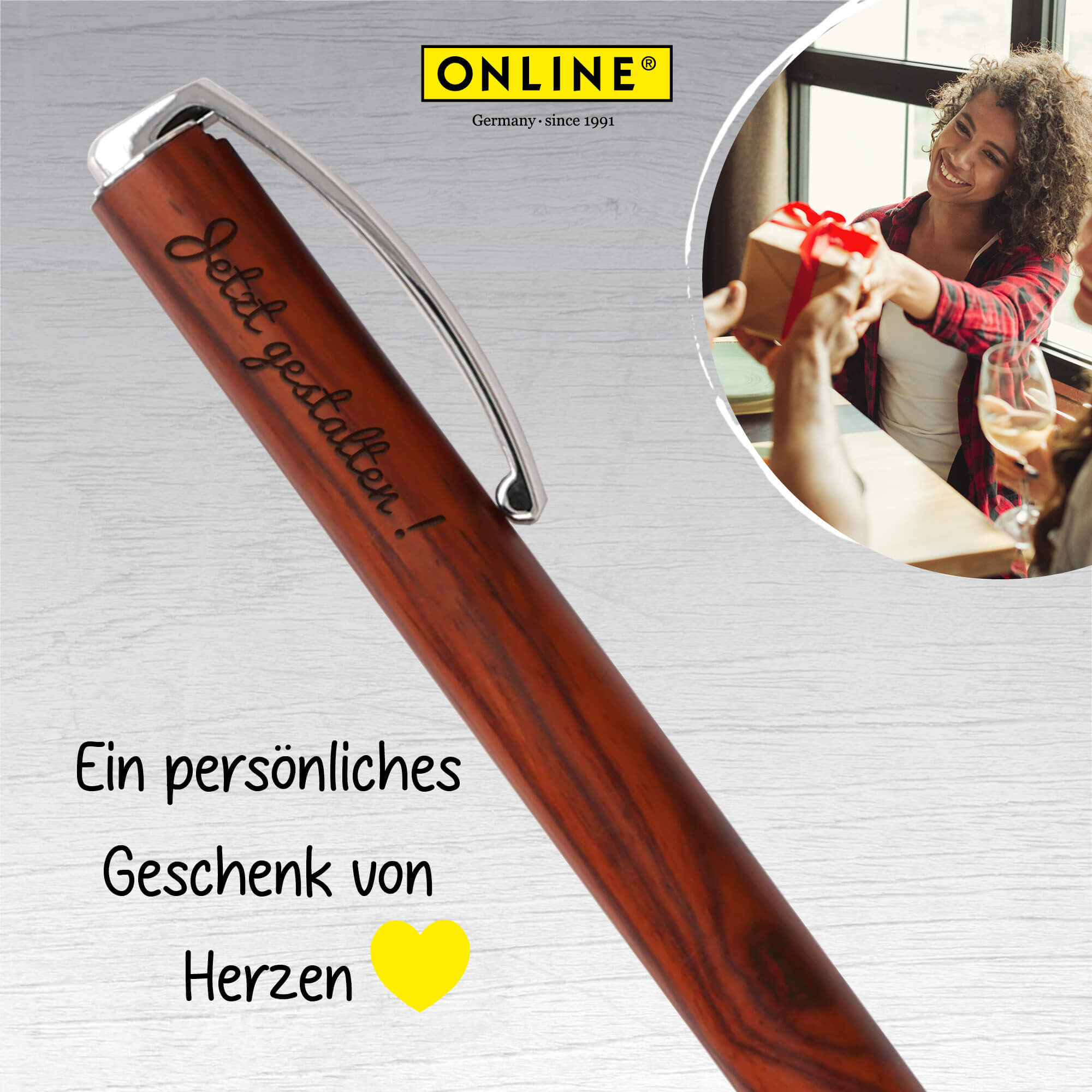 Kugelschreiber Vision Nature Rosewood, mit Wunschgravur