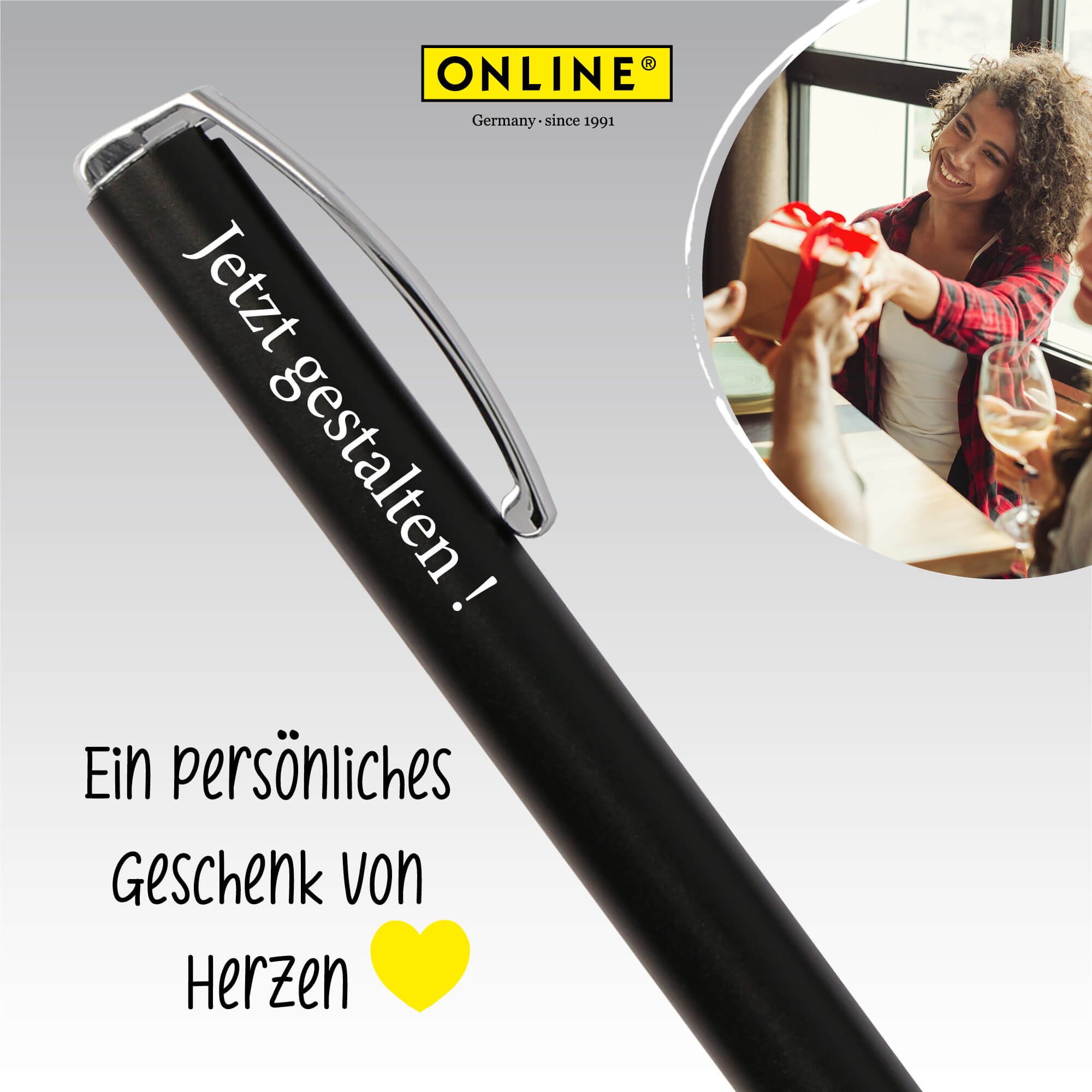 Kugelschreiber Vision Classic Black, mit Wunschgravur