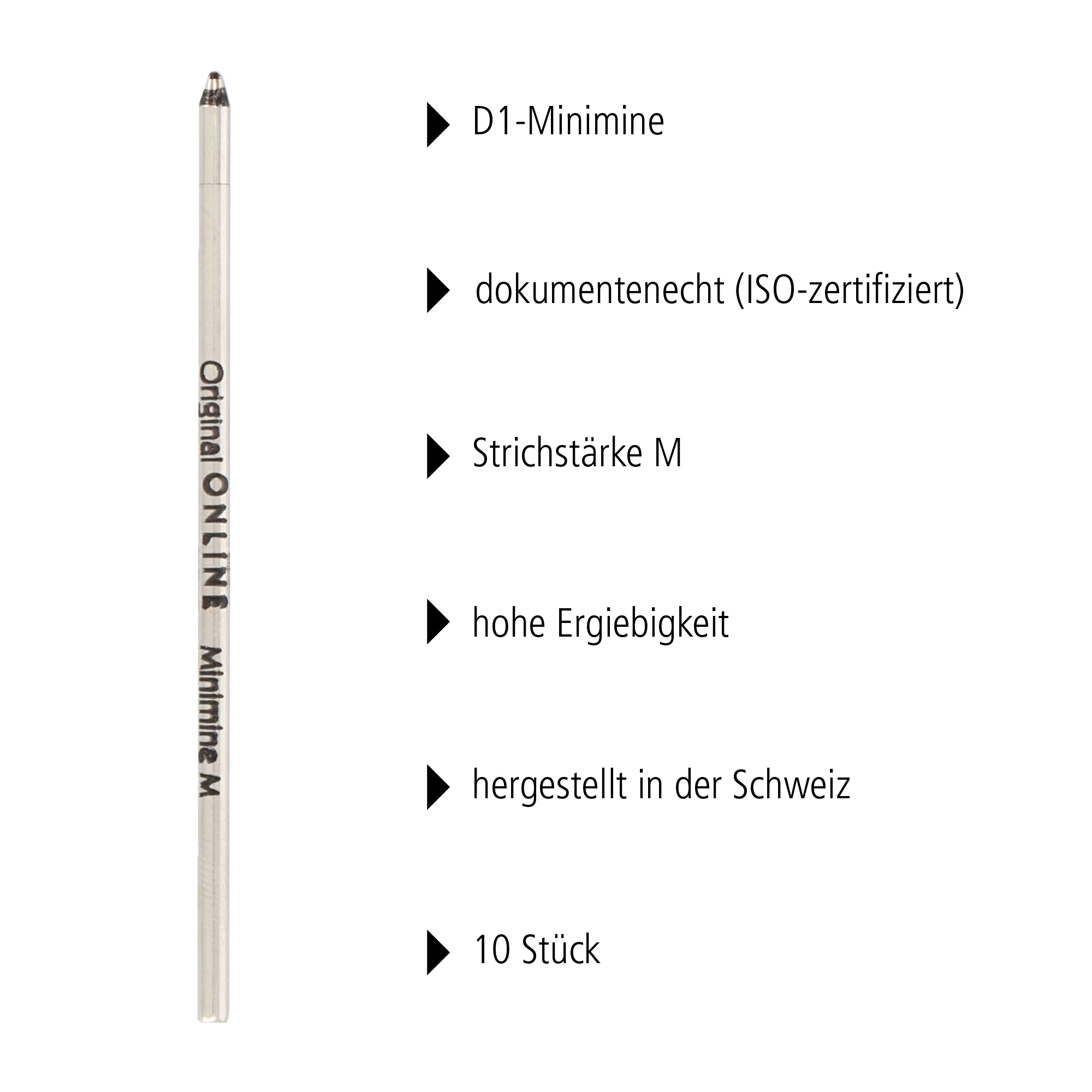 Kugelschreiberminen-Set D1 10 Stück, Schwarz