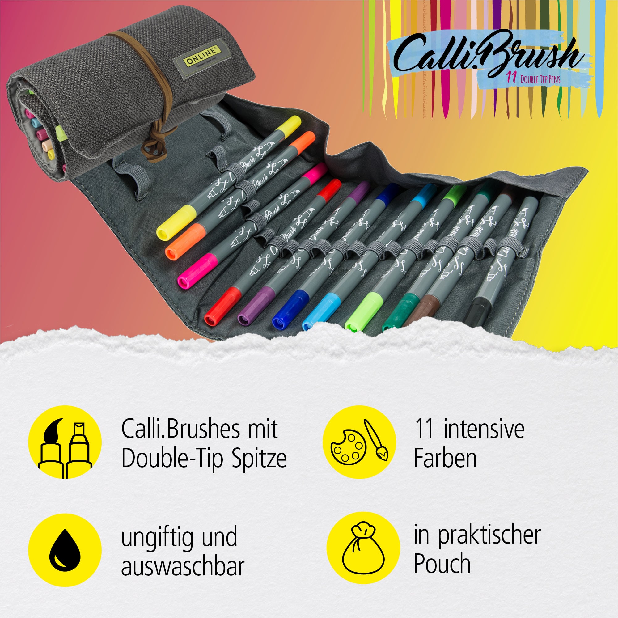 Calli.Brush - Brush Pen Set mit 11 Farben