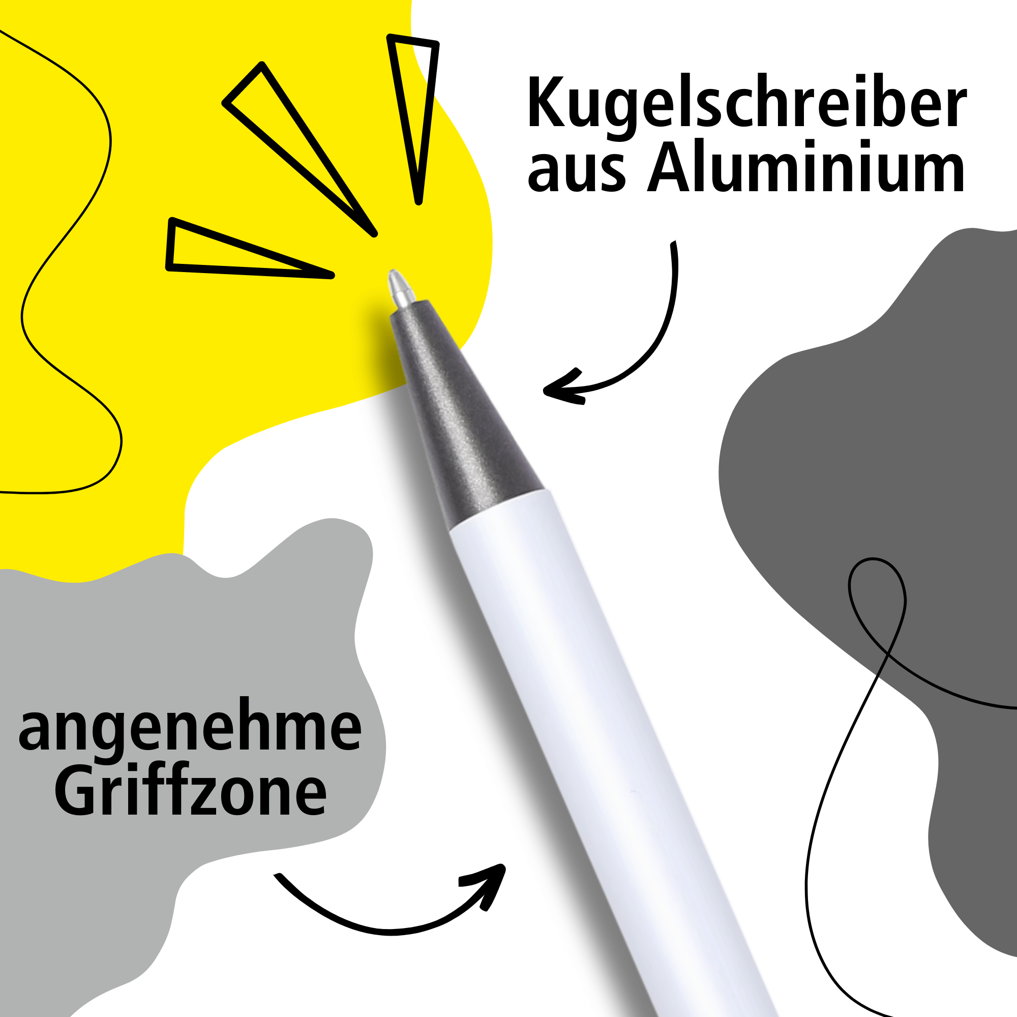 Druckkugelschreiber Soft Metal Pure White