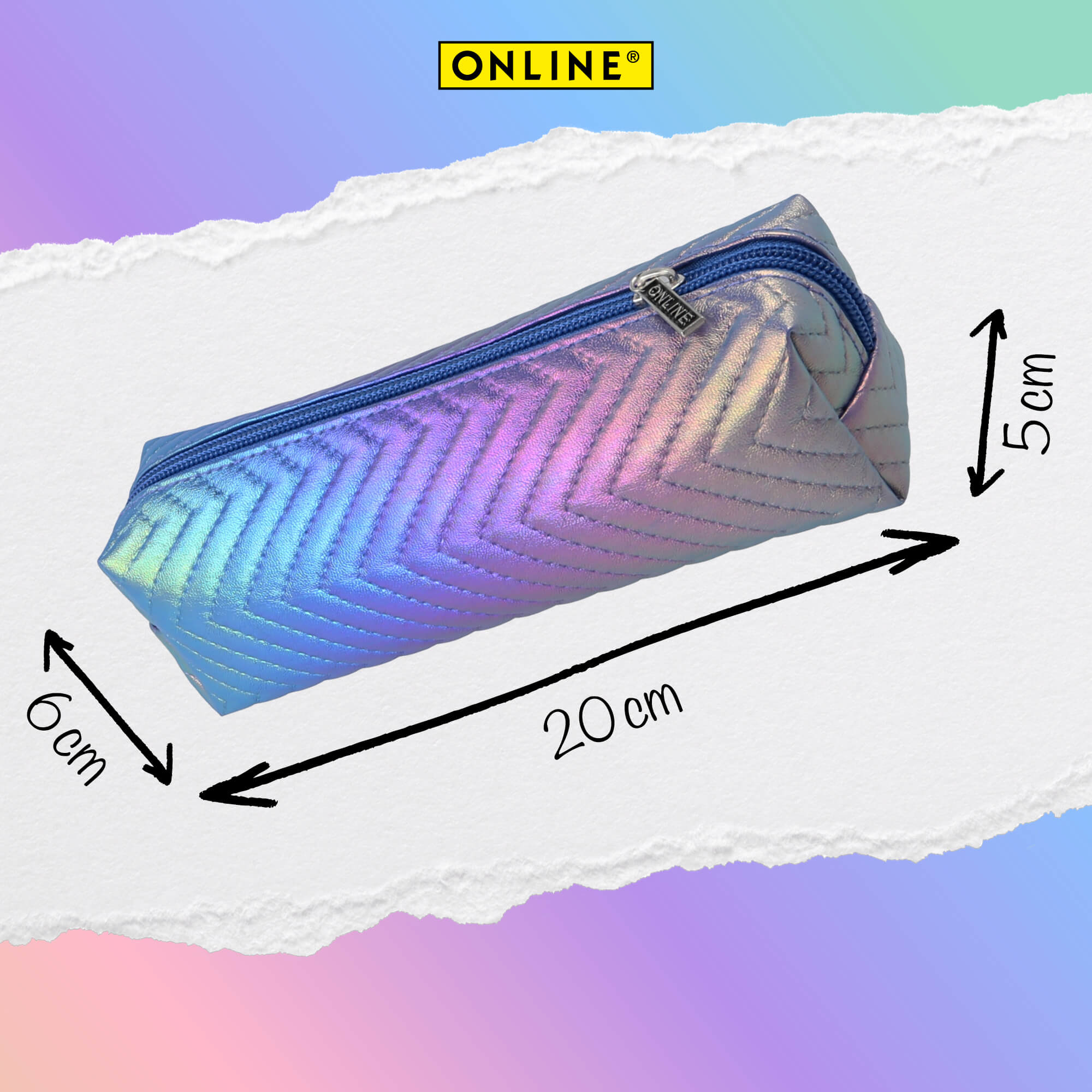 Schlampermäppchen Rainbow, metallic-glänzendes Federmäppchen