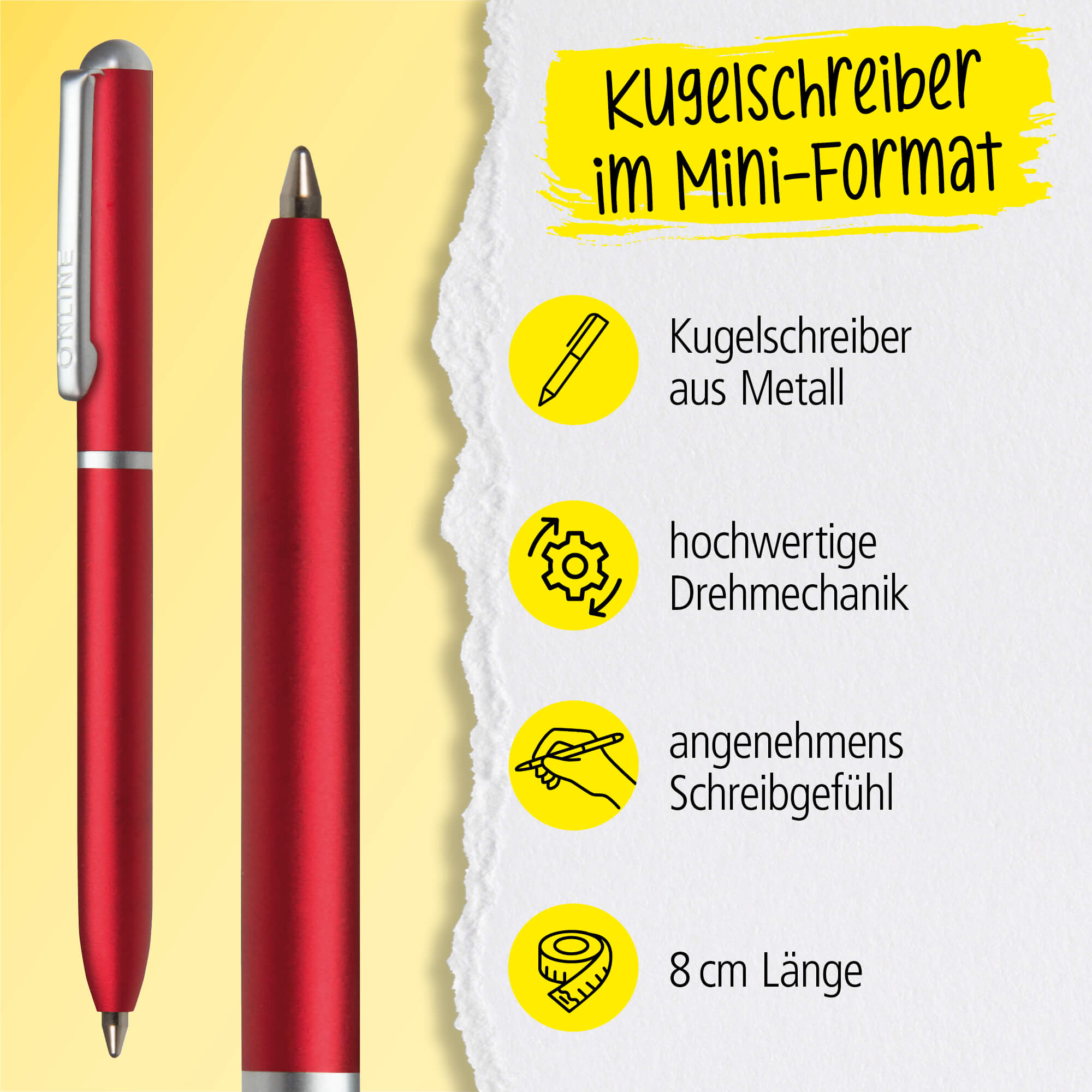 Kugelschreiber Mini Portemonnaie Red, 8 cm Mini-Kugelschreiber