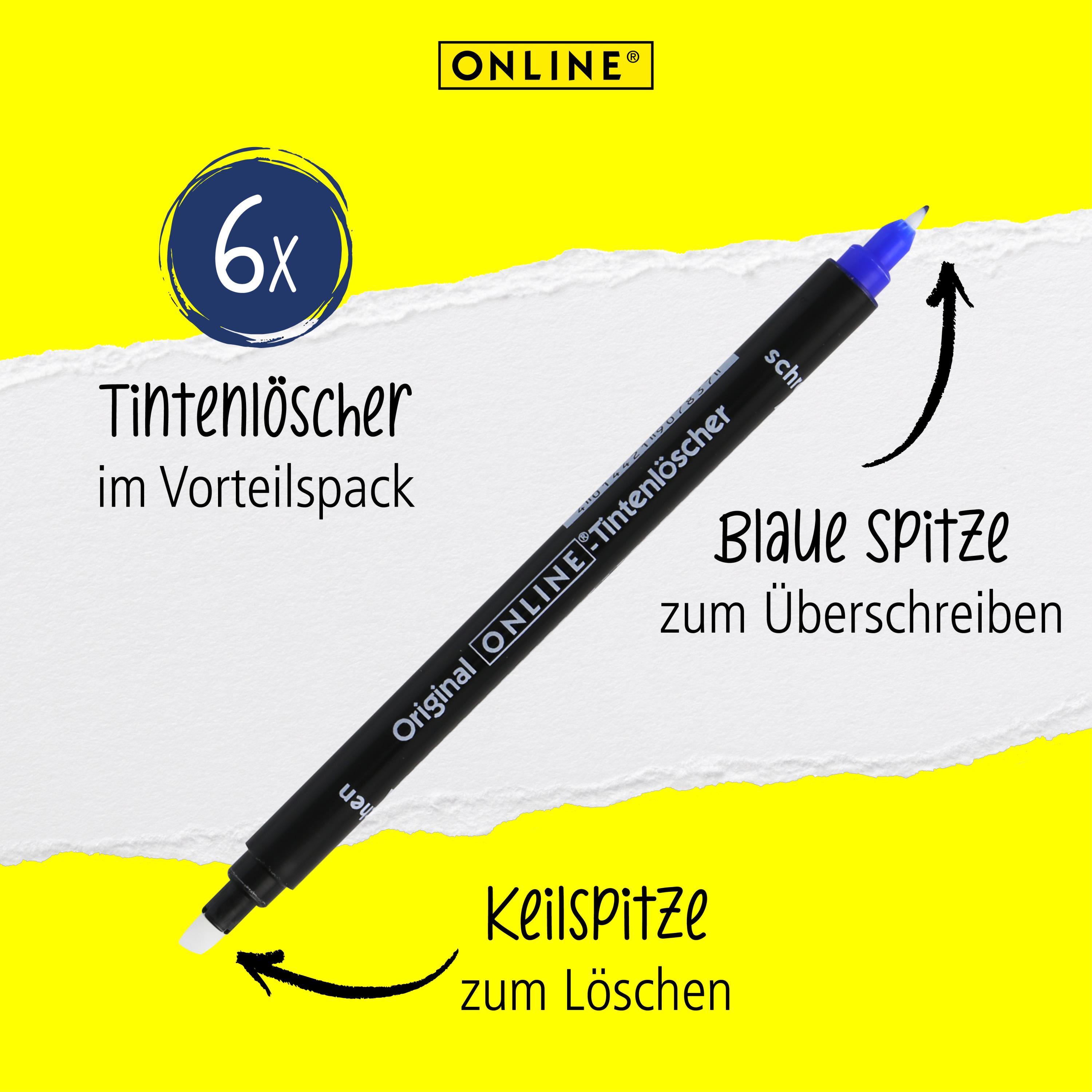 Vorteilspack Tintenlöscher, 6 Stück, Schwarz, Blau, Grün