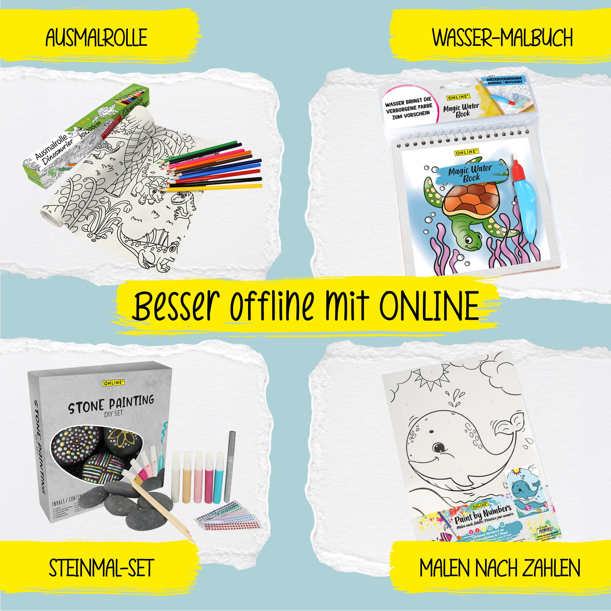 Buntstifte & Malrolle für Kinder zum Ausmalen, 30 x 200 cm, Selbstklebende Zeichenrolle mit Meerjungfrau-Motiv