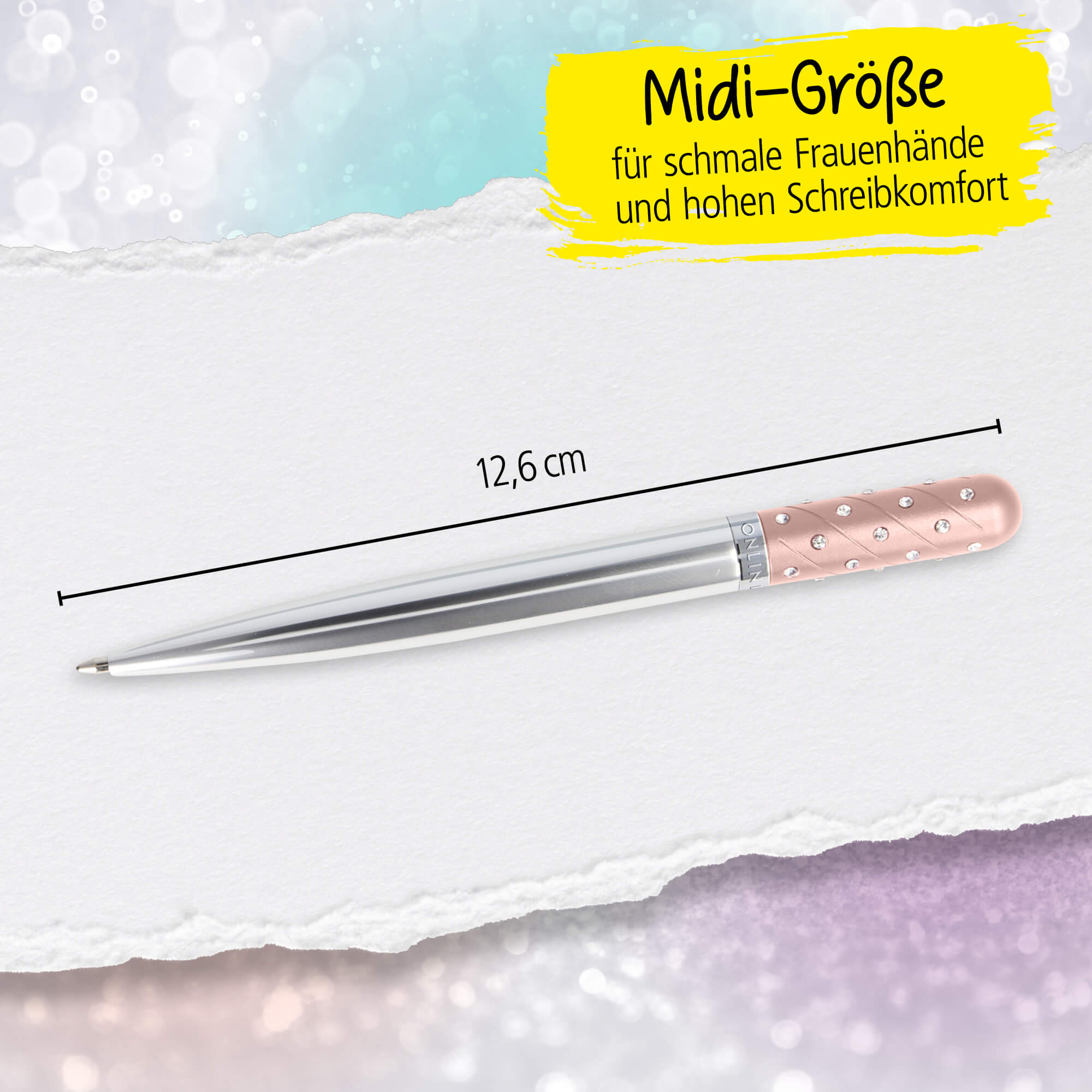 Kugelschreiber Crystal Pen Rose, Metall, inkl. internationale Großraummine schwarzschreibend, in Geschenketui
