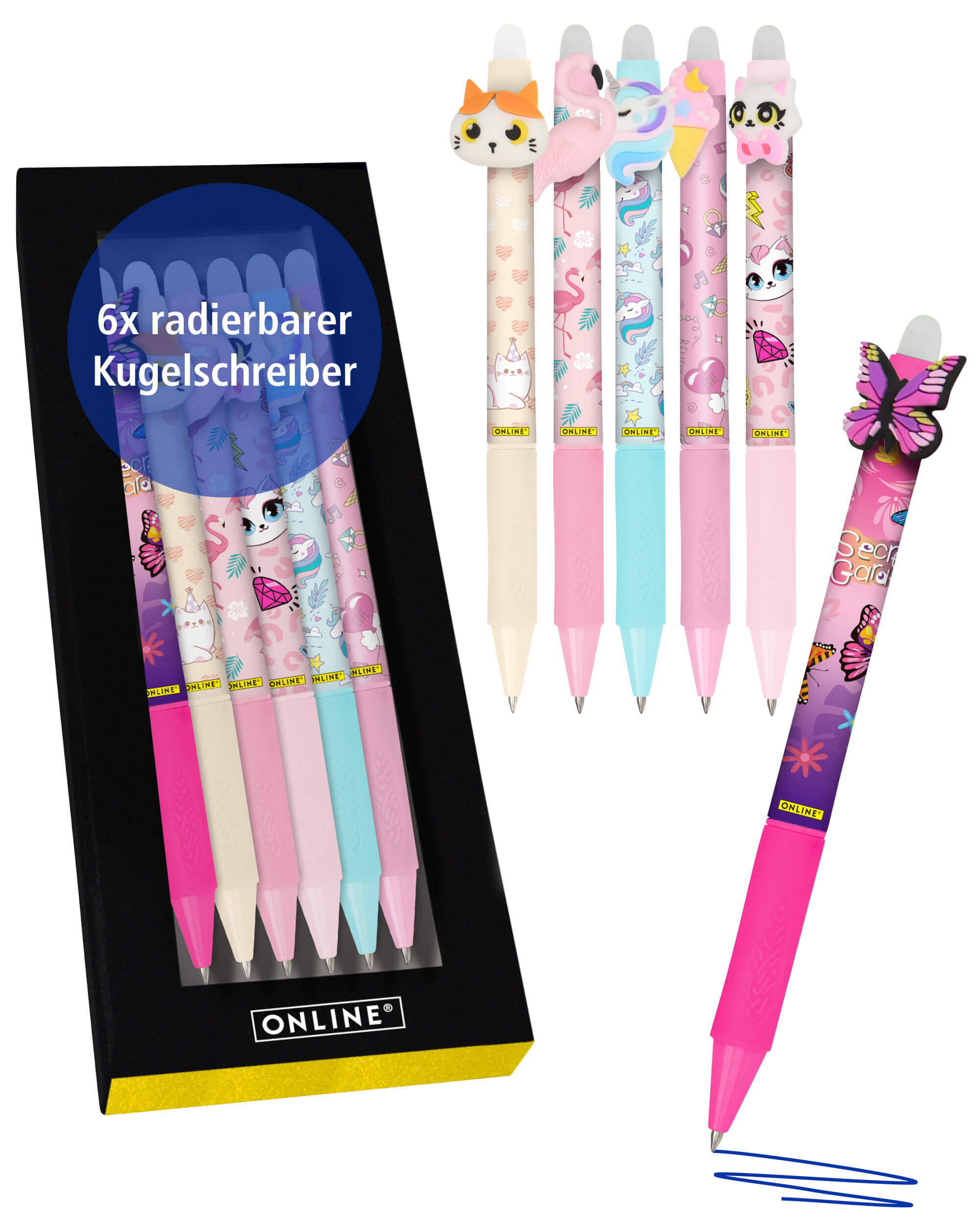 Radierbare Gelschreiber ONLINE magiXX Fun Girls, 6er Pack