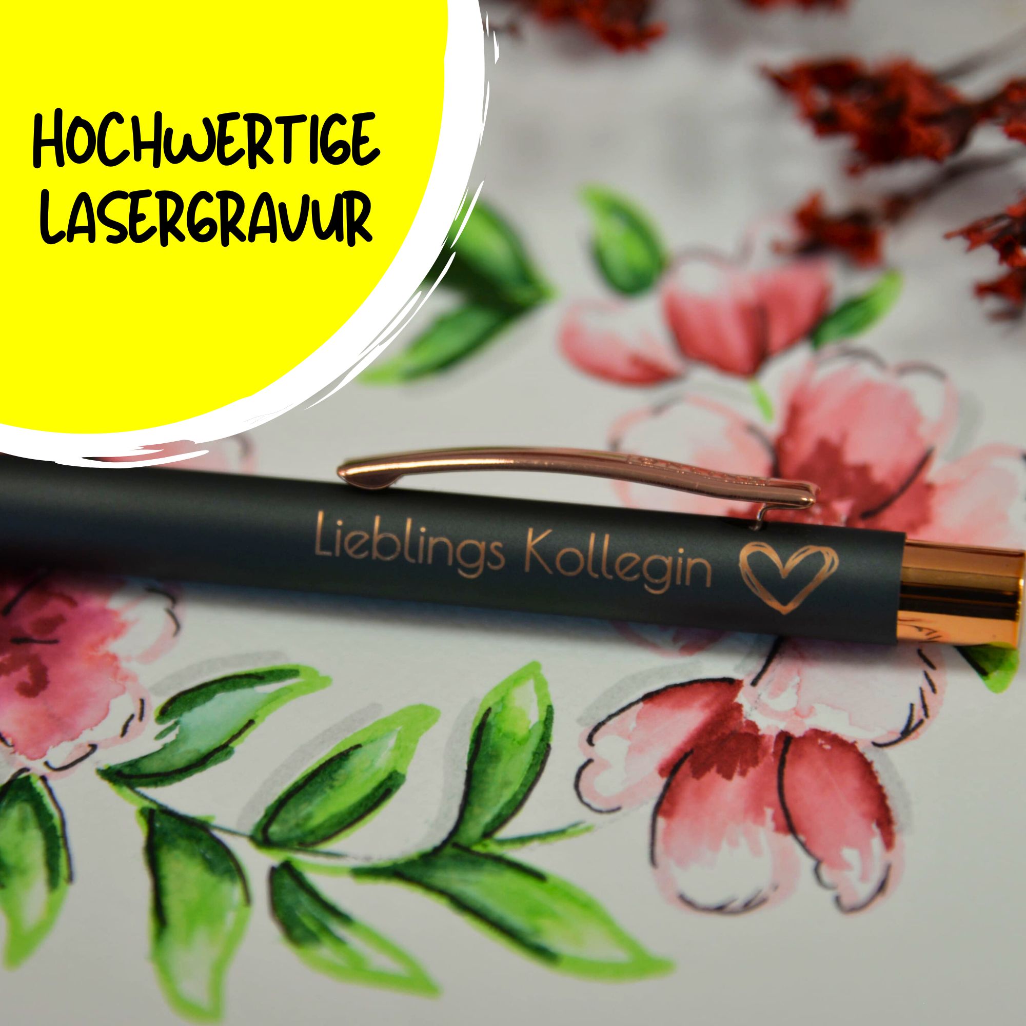 Kugelschreiber Soft Metal White Rose, personalisiert mit Gravur