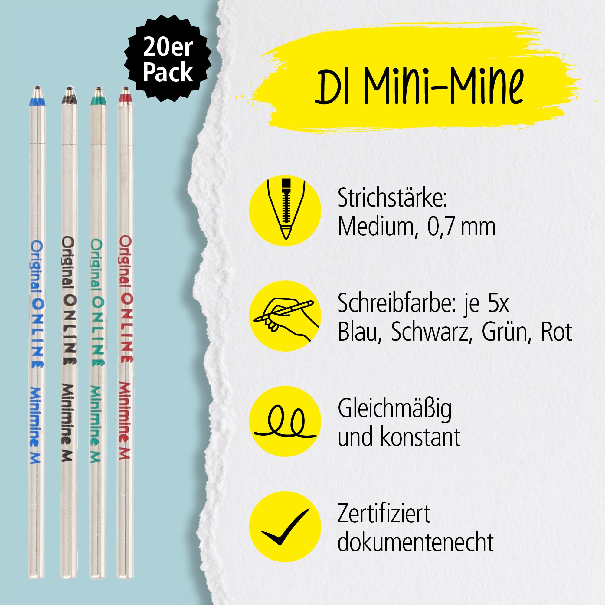 20 x D1-Kugelschreiberminen Set (4 Farben)