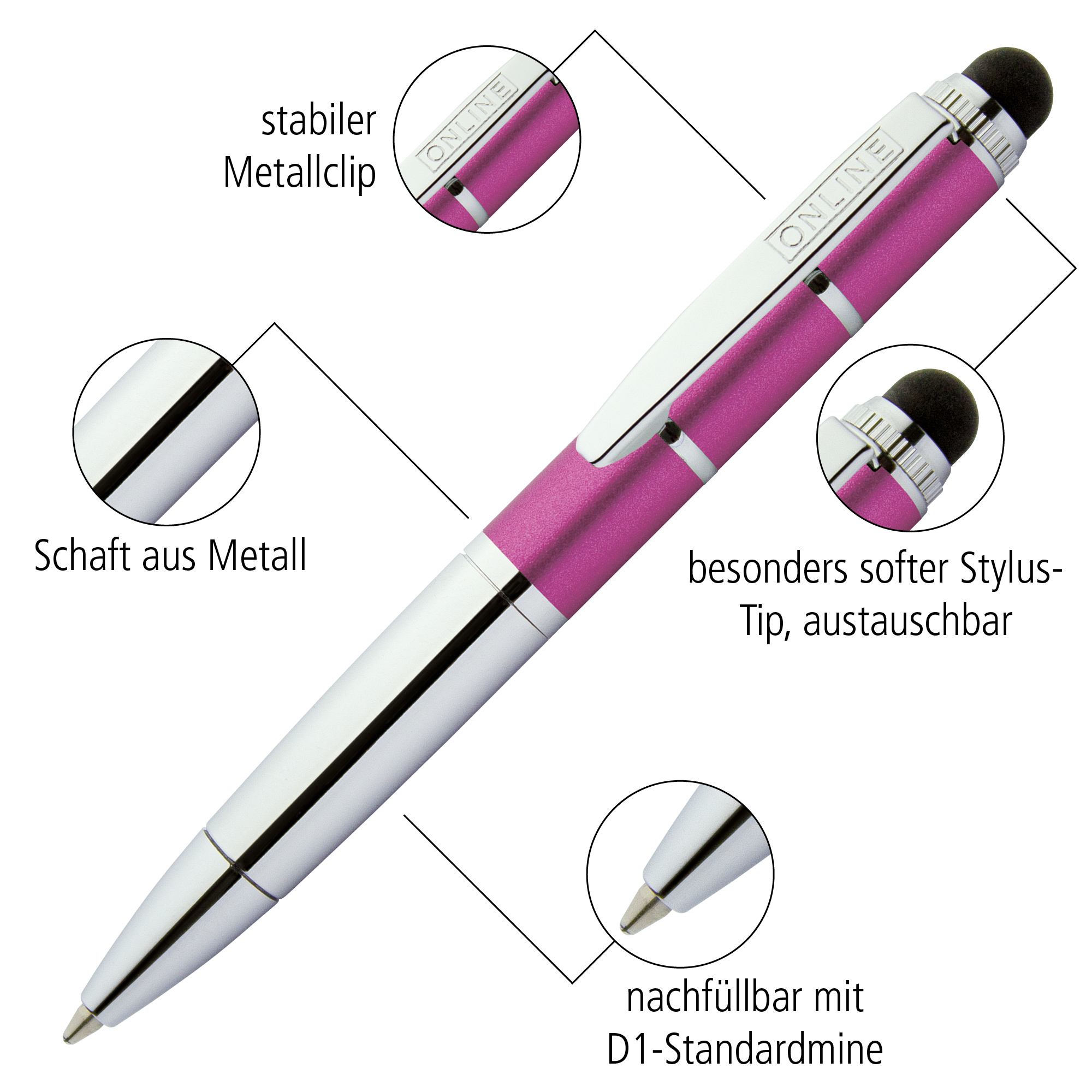 Drehkugelschreiber Piccolo Stylus Pink