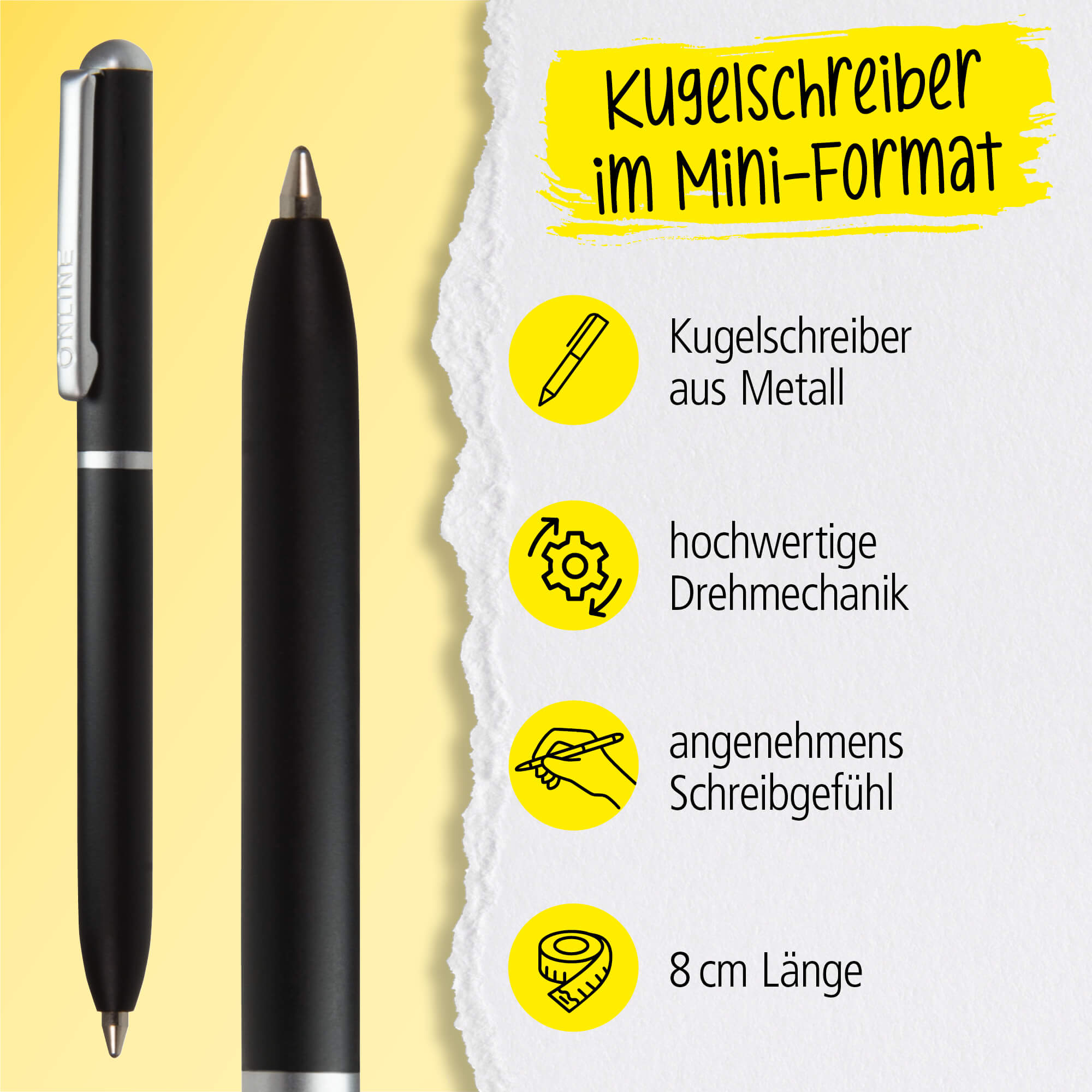 Kugelschreiber Mini Portemonnaie Black, 8 cm Mini-Kugelschreiber