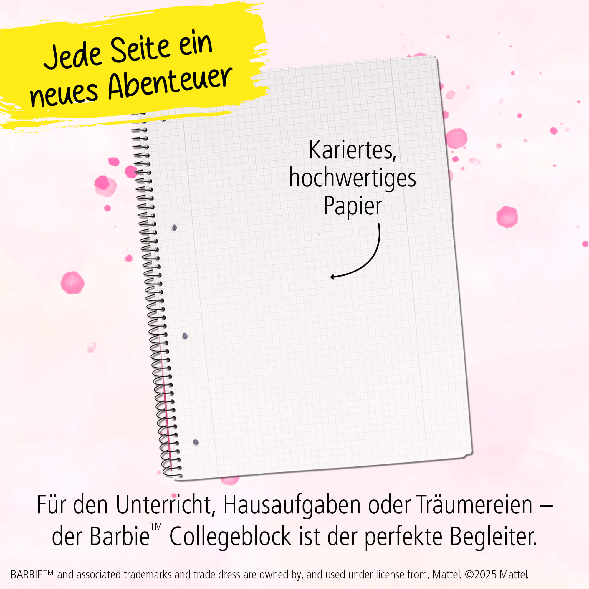 Collegeblock DIN A4 Barbie, kariert, 2er Pack