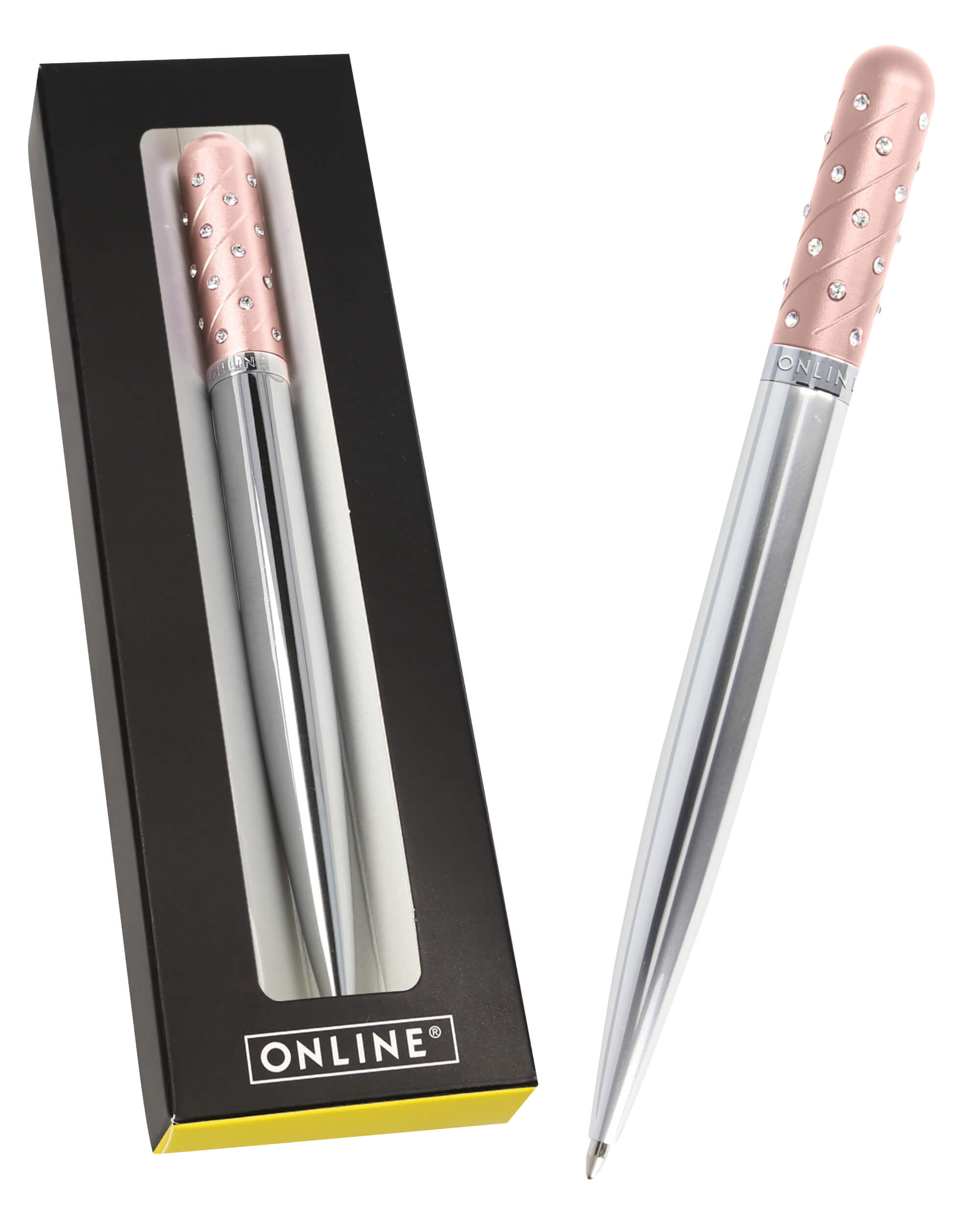 Kugelschreiber Crystal Pen Rose, Metall, inkl. internationale Großraummine schwarzschreibend, in Geschenketui