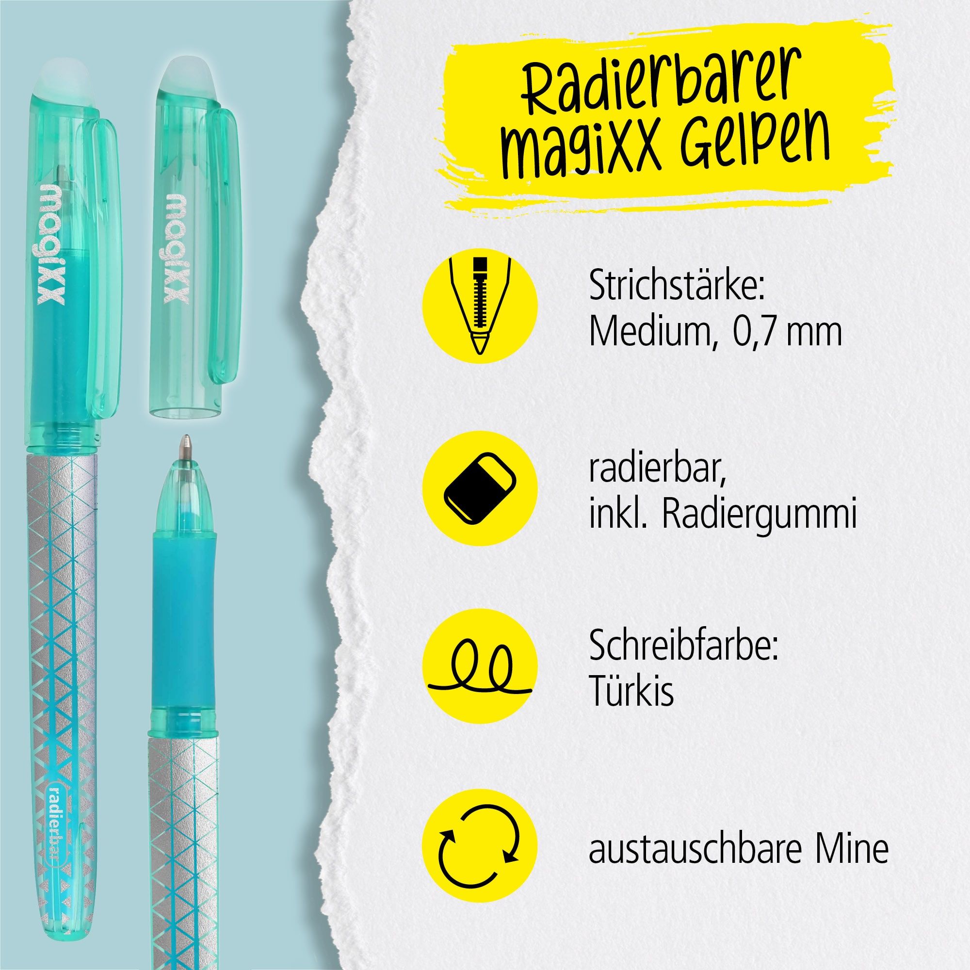 Radierbarer Gelschreiber ONLINE magiXX Classic Türkis