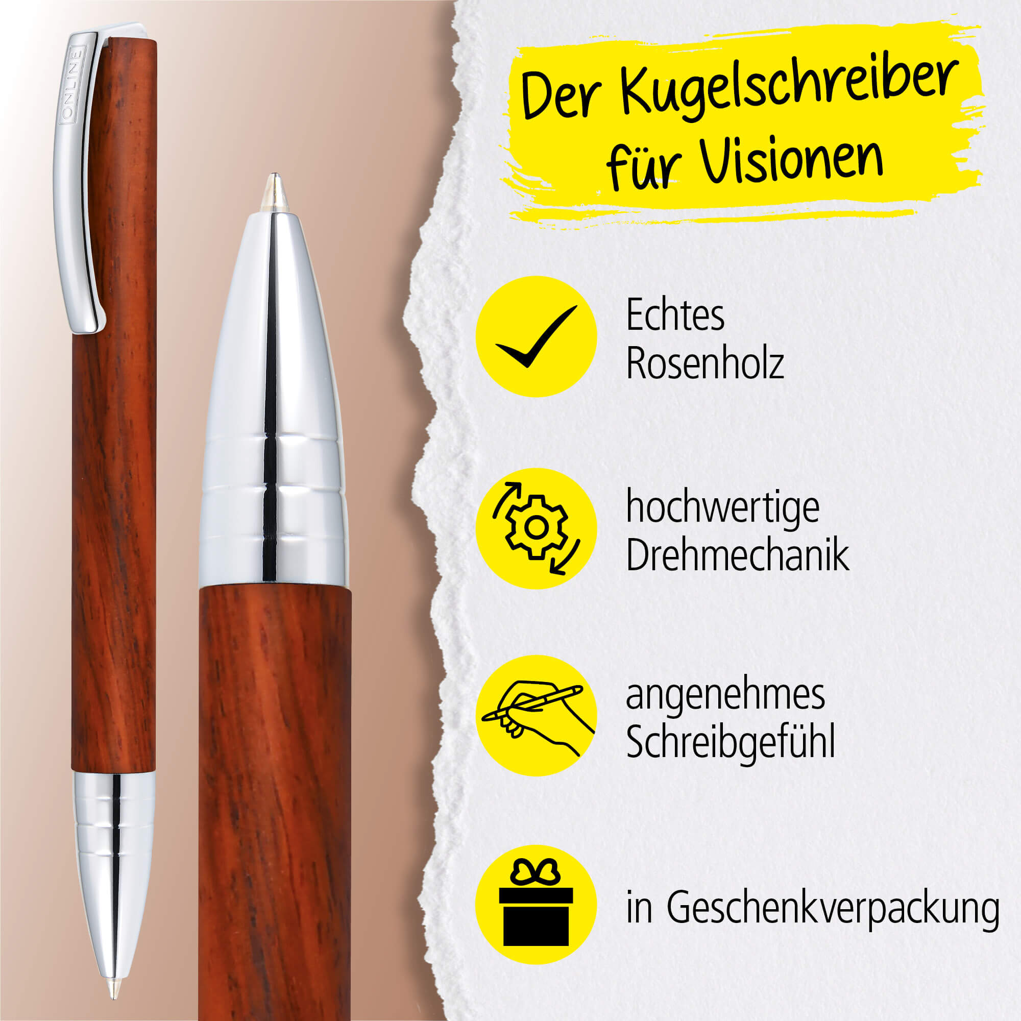 Kugelschreiber Vision Nature Rosewood, mit Wunschgravur