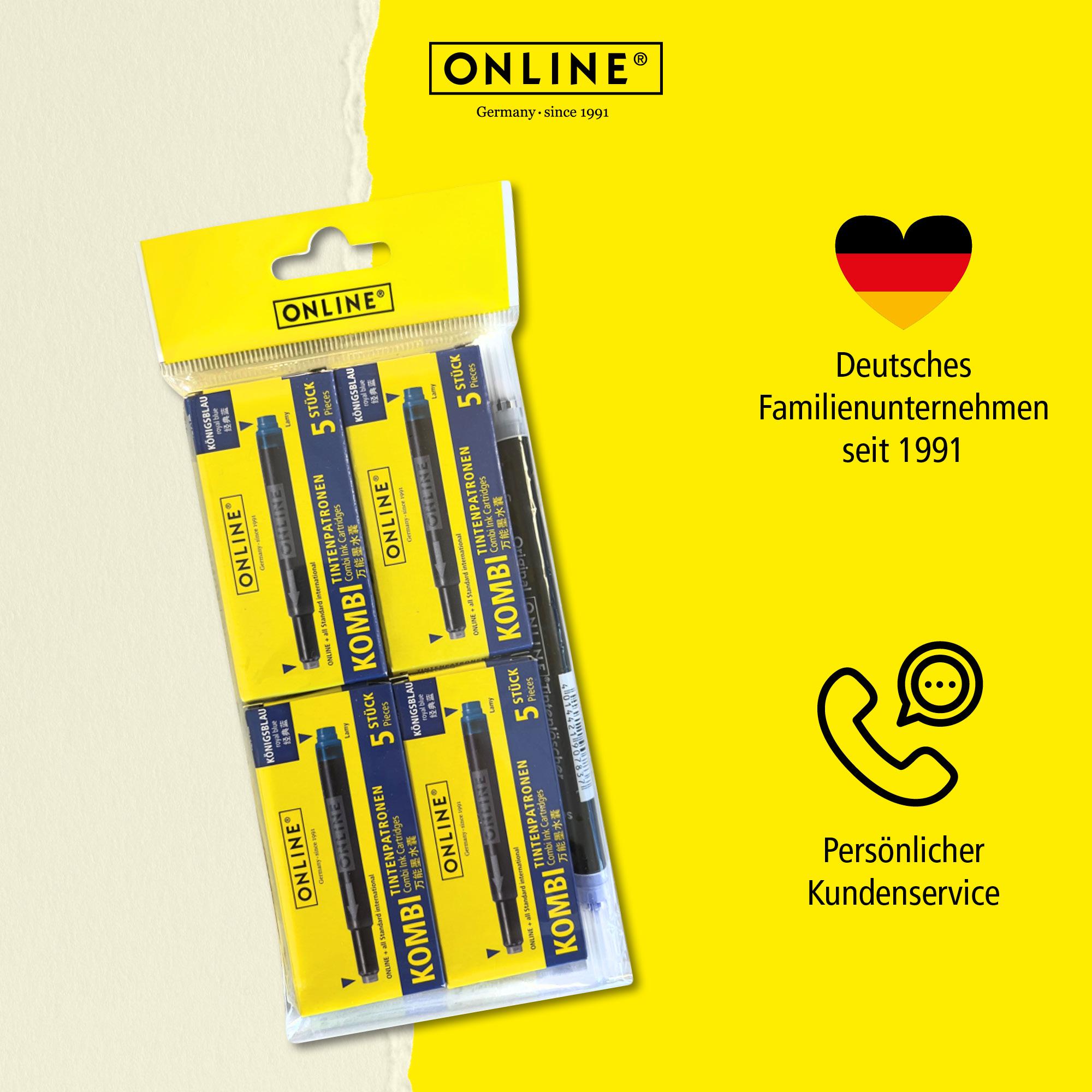 20x Kombi-Tintenpatronen blau inkl. Tintenlöscher im Set
