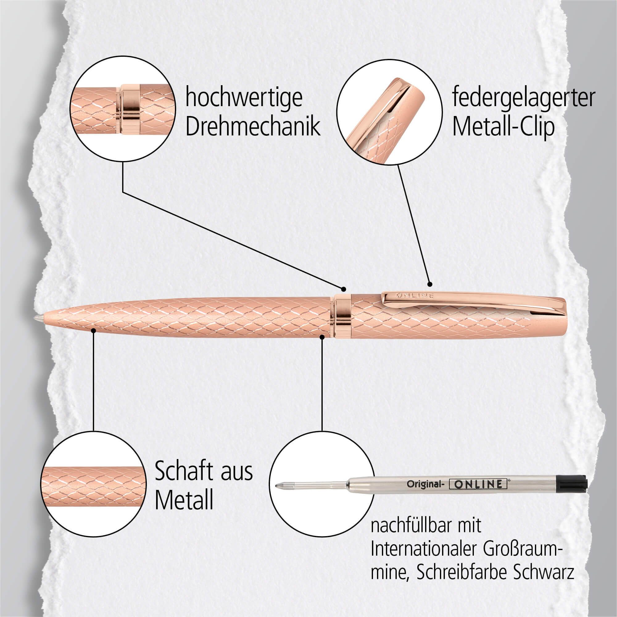 Drehkugelschreiber Eleganza Diamond Rosegold