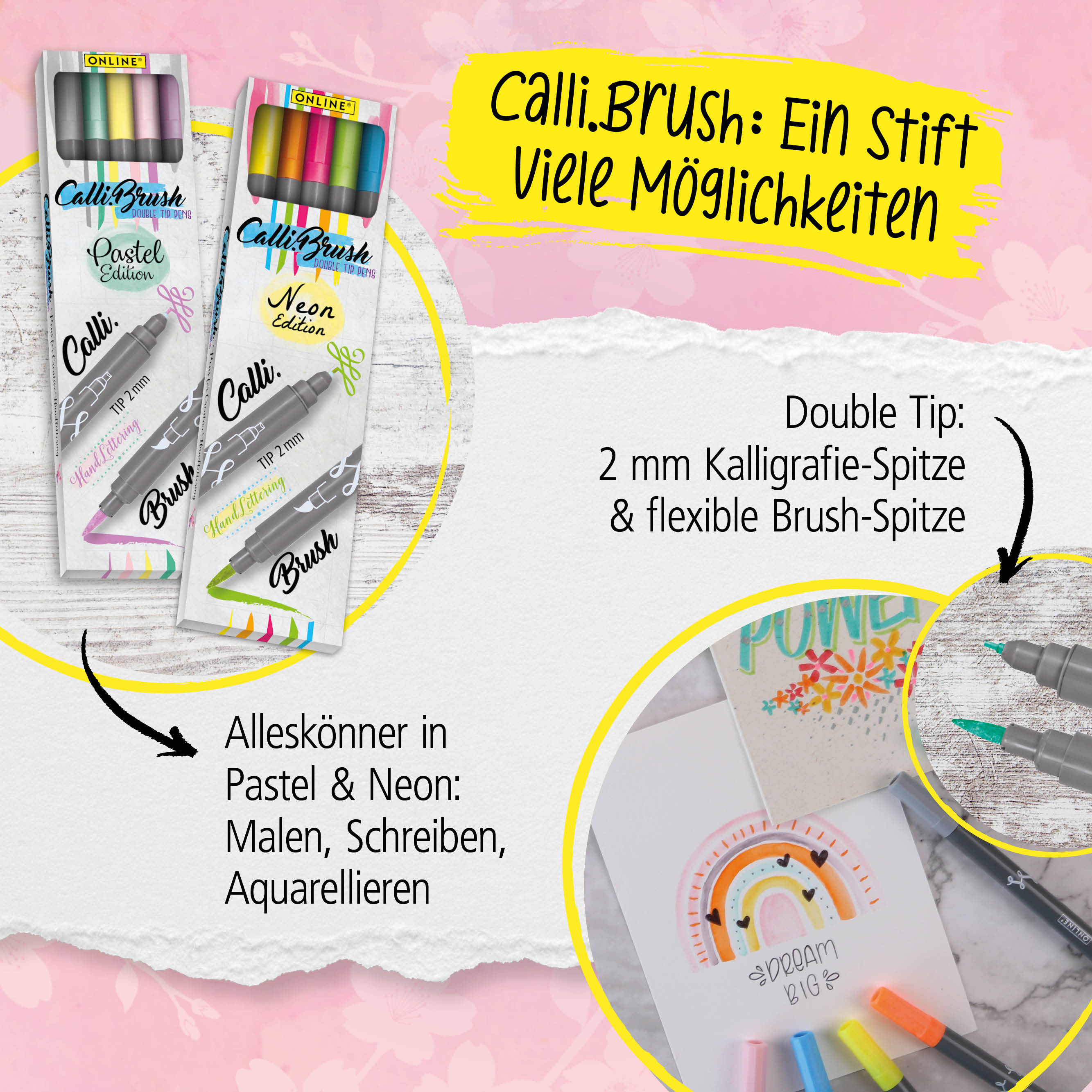 Handlettering Set All-In-One mit Brush Pens, Füller und Notizbuch