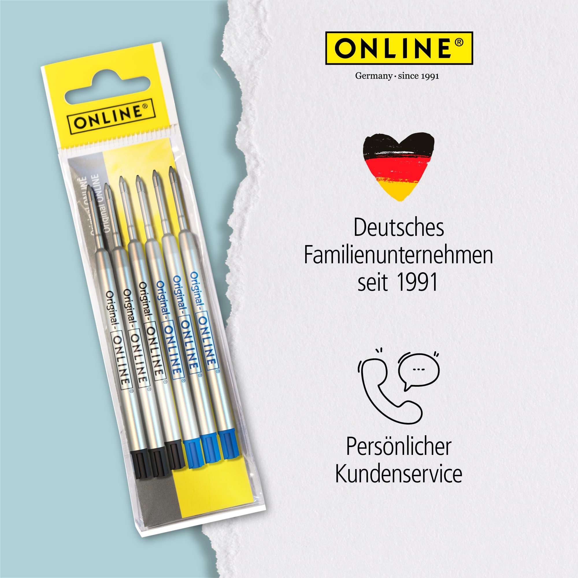 Internationale Großraumminen Set, 6 Stück (schwarz, blau)