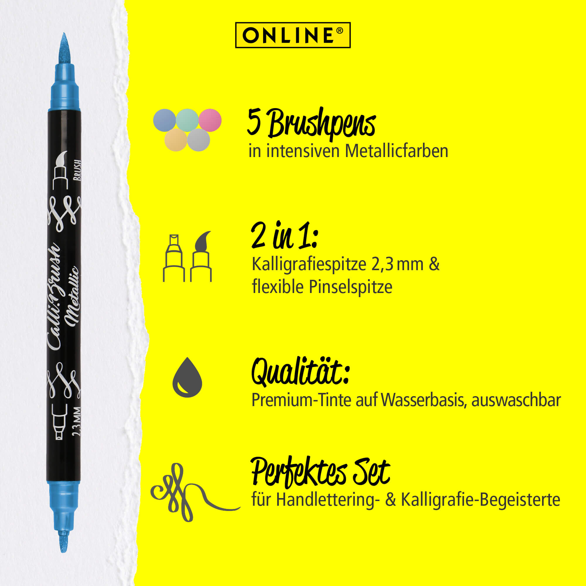 Calli.Brush Pens 5er Set  Metallic