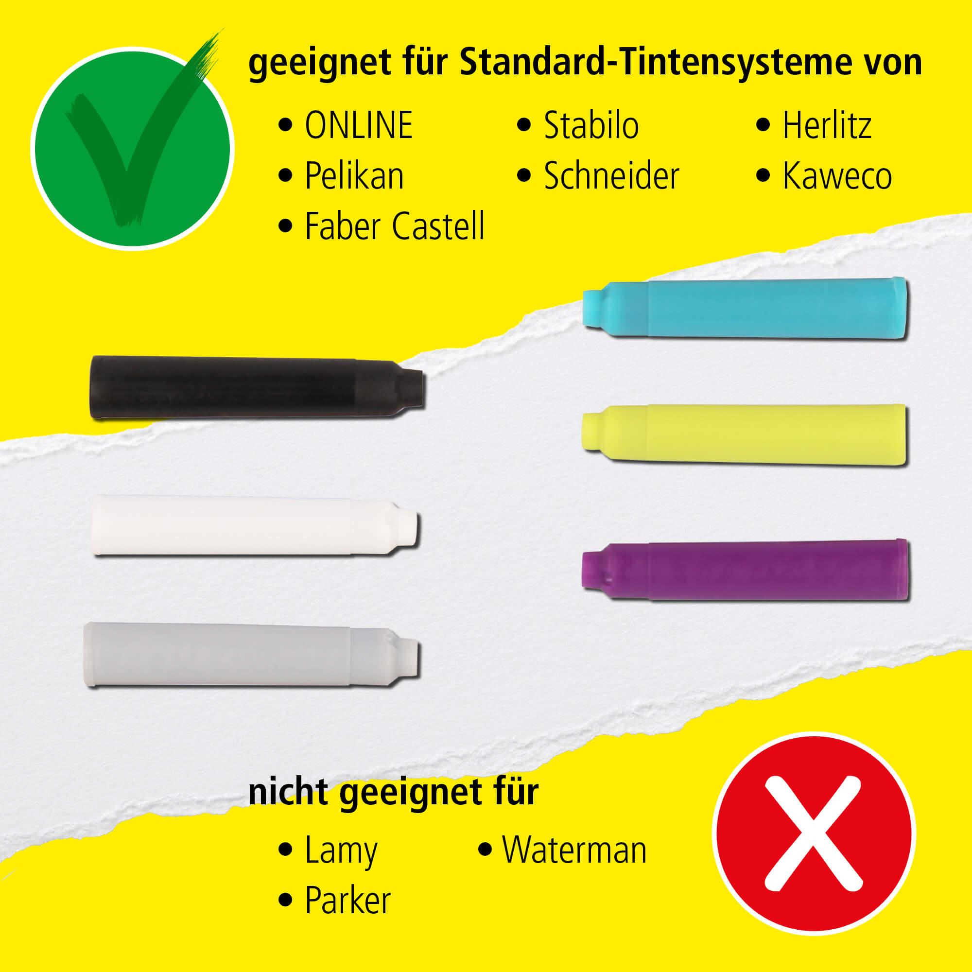 Standard-Tintenpatronen im 60er-Pack, im Tintenfass, Schreibfarbe Blau