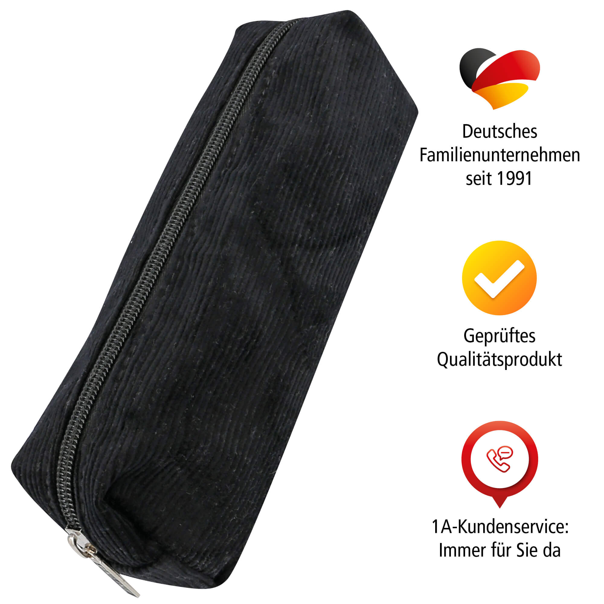 Schlampermäppchen Cord Black, schwarzes Federmäppchen