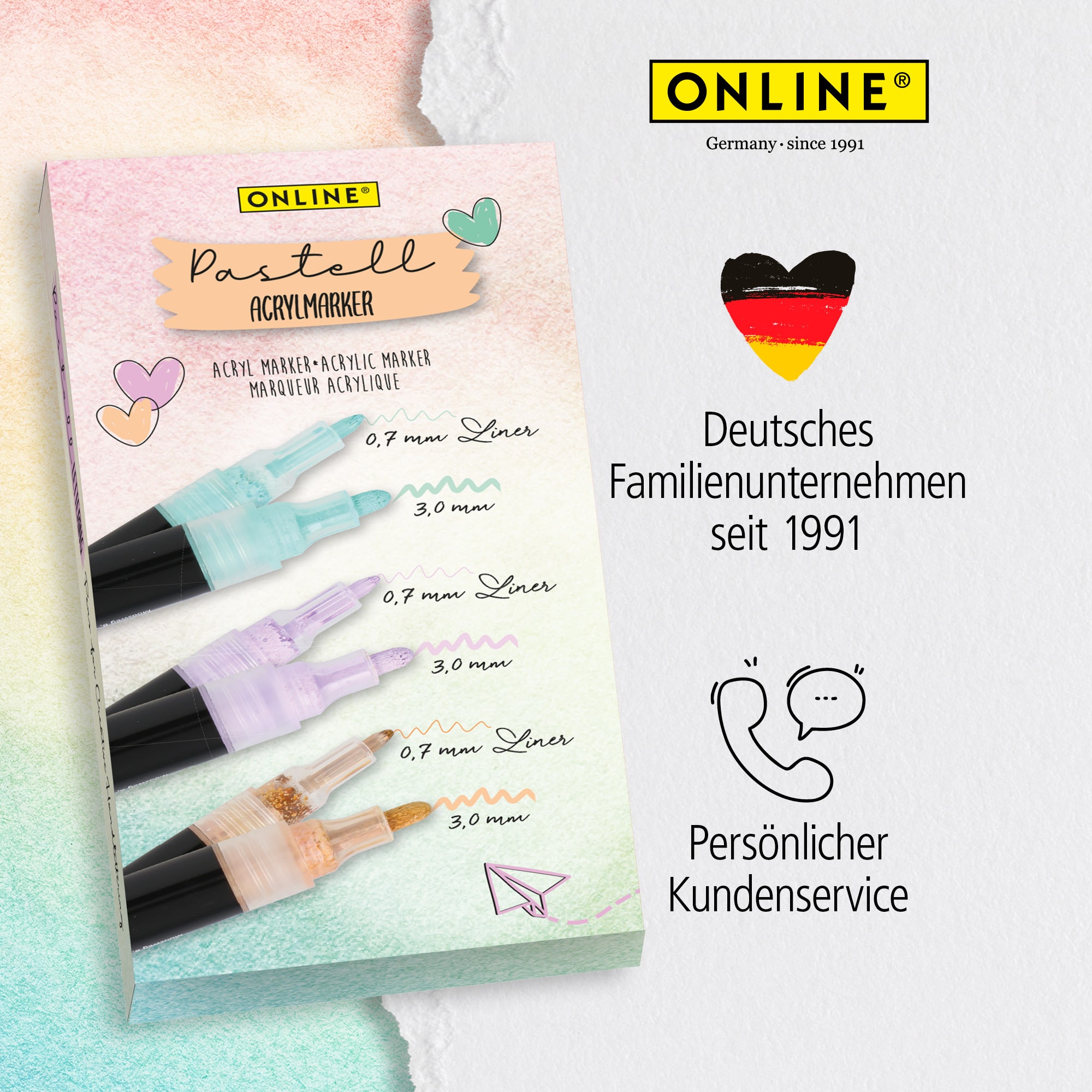 Pastell Lettering Set mit Acryl Marker, 6 Stifte