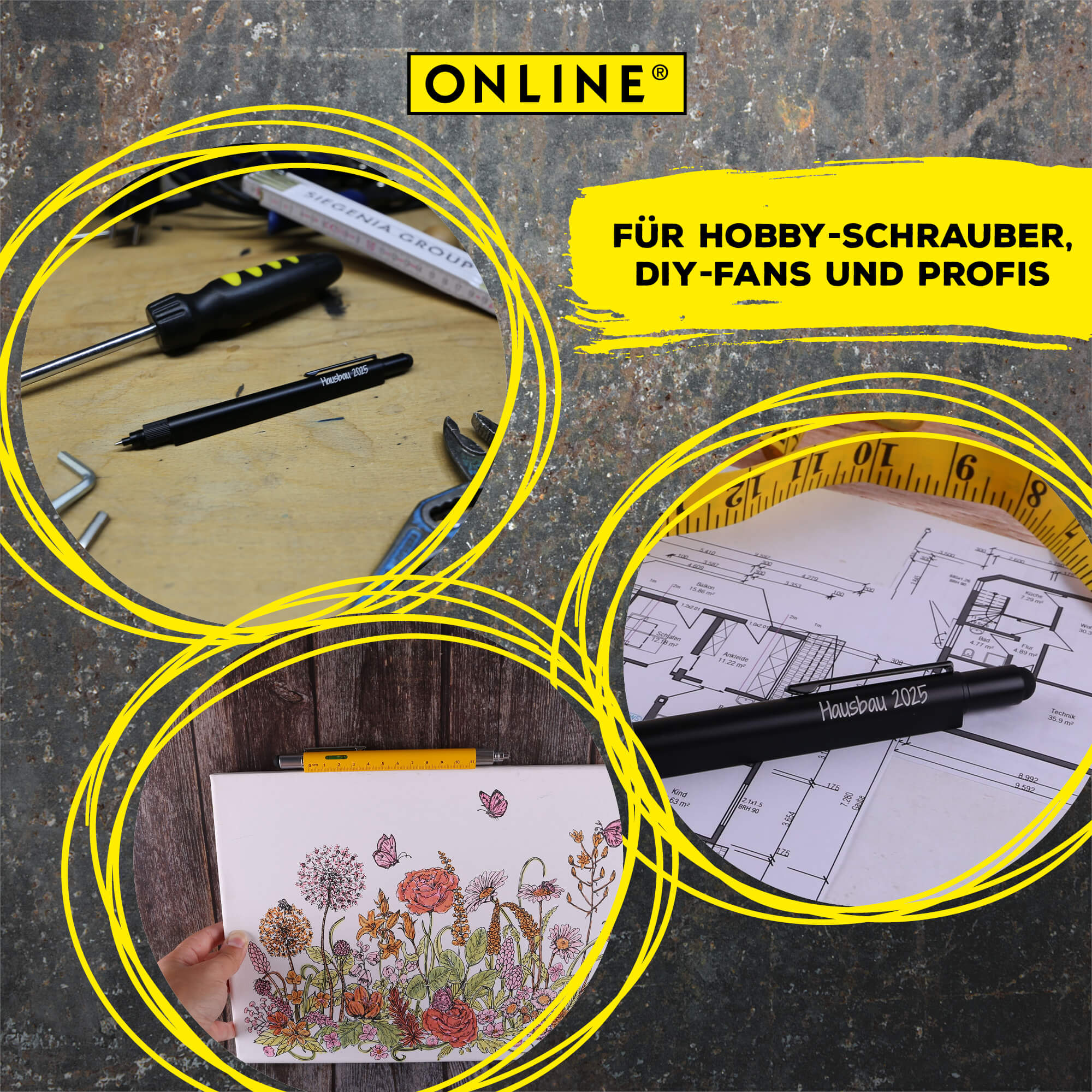 Multifunktionsstift 6-in-1, Kugelschreiber und Werkzeug Toolpen Silber