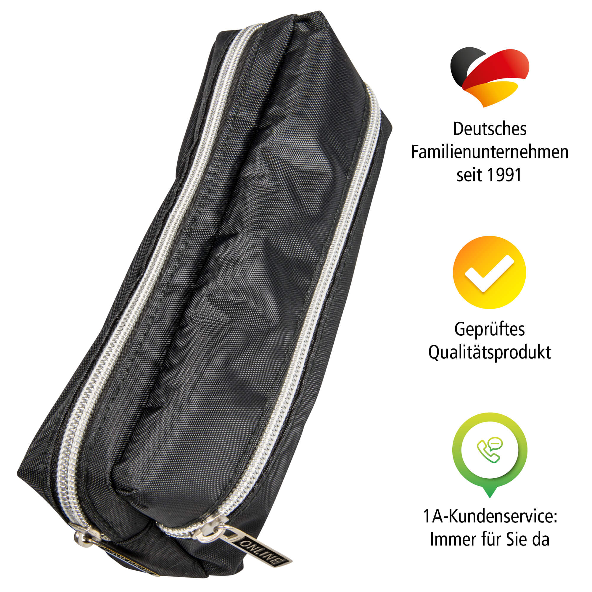 Schlampermäppchen Black Style, schwarzes Federmäppchen mit 2 Fächern
