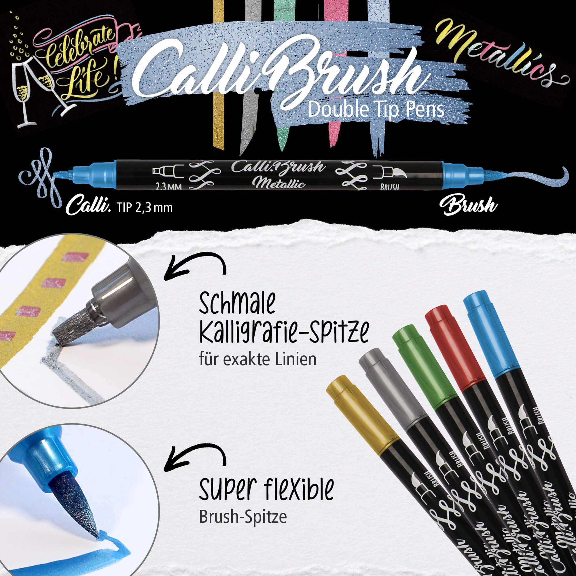 Calli.Brush Pens 5er Set  Metallic