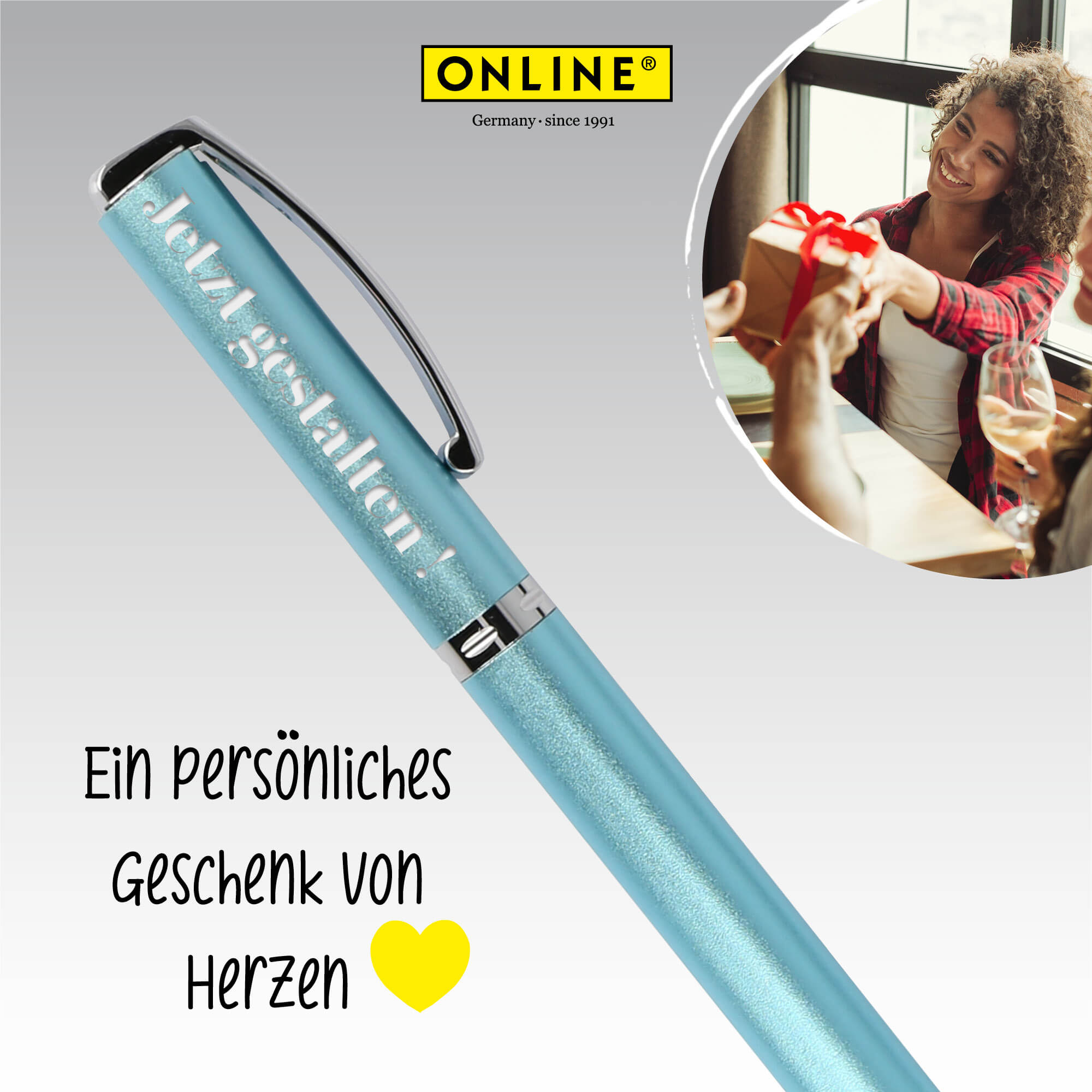 Füller Vision Turquoise (M), personalisiert mit Gravur