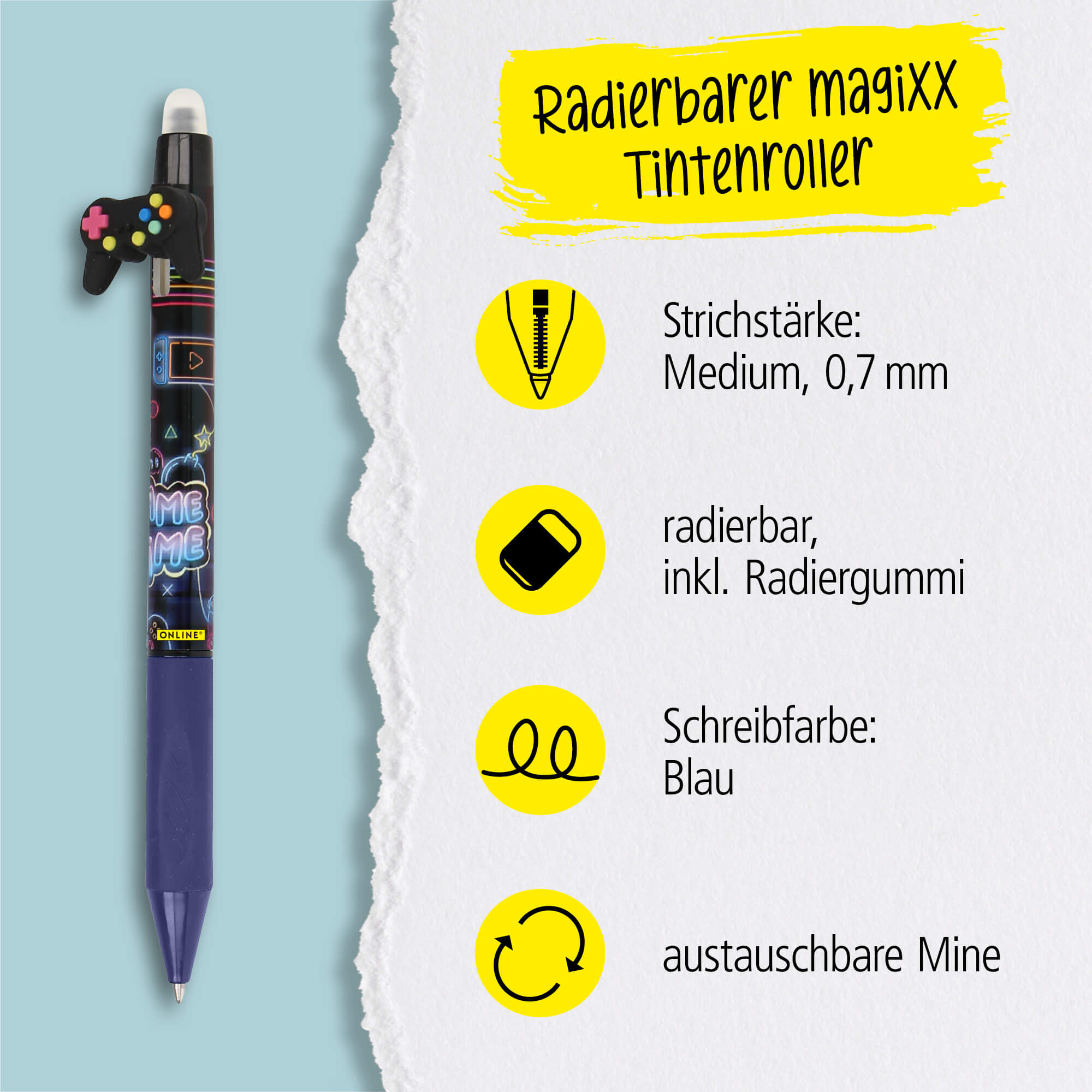 Radierbarer Gelschreiber ONLINE magiXX Fun Game Pad