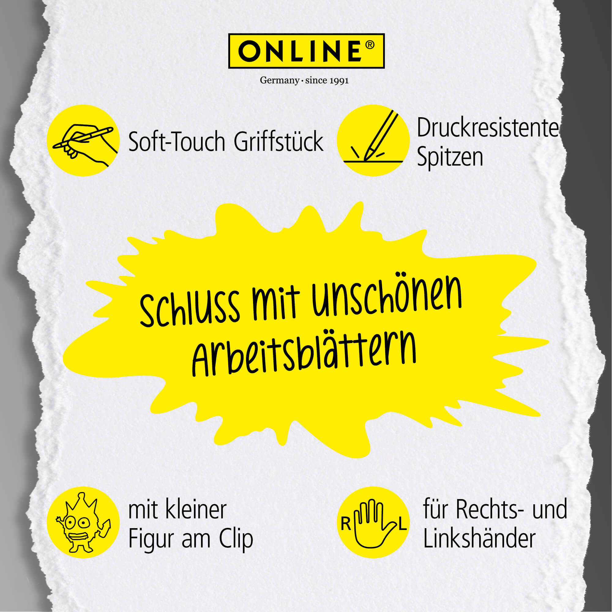 Radierbare Gelschreiber Angry Animals, 6er Pack