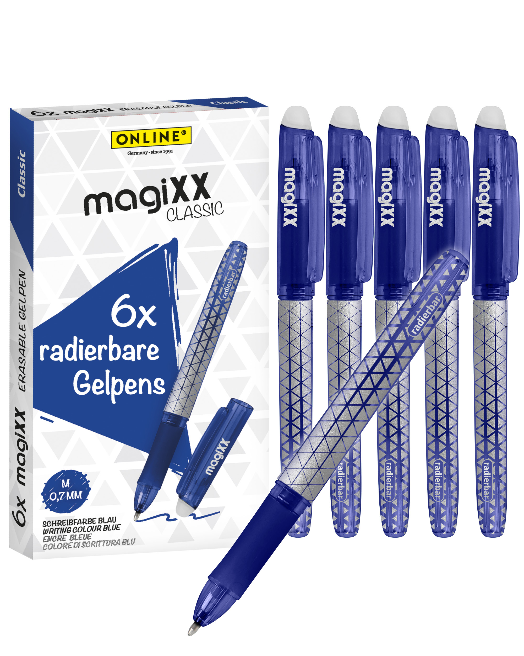 Radierbarer Gelschreiber ONLINE magiXX Classic Blue, 6 Stück