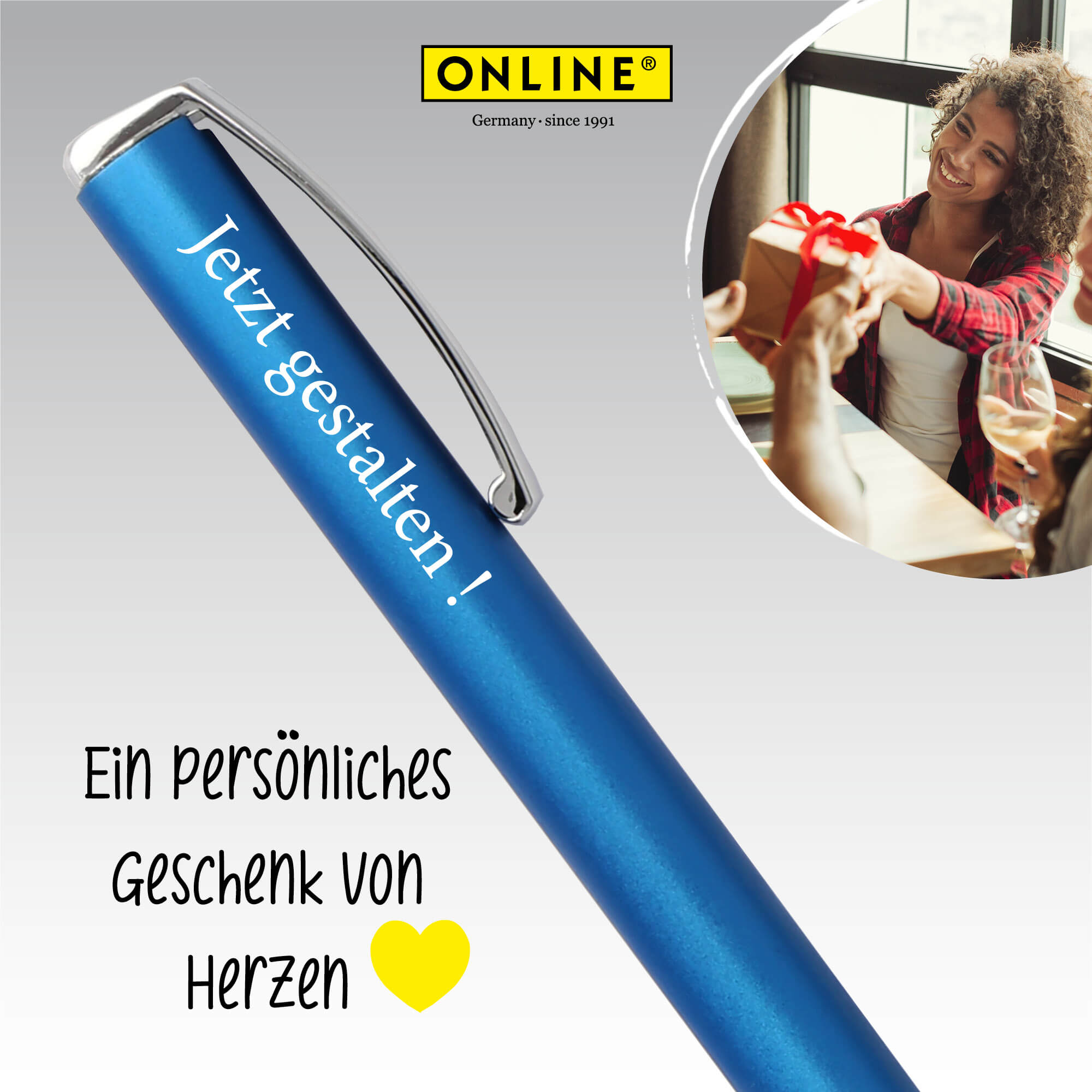 Kugelschreiber Vision Ocean Blue, mit Wunschgravur