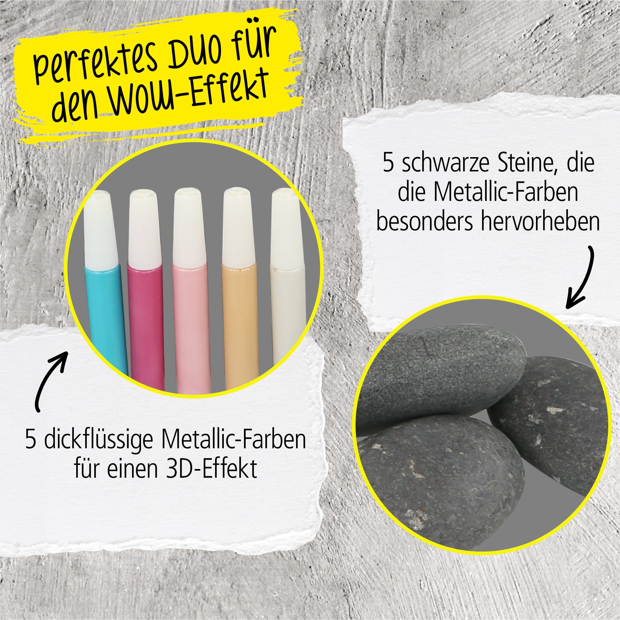 Steine Bemalen Kreativ-Set für Kinder, inkl. Steine und Farbe