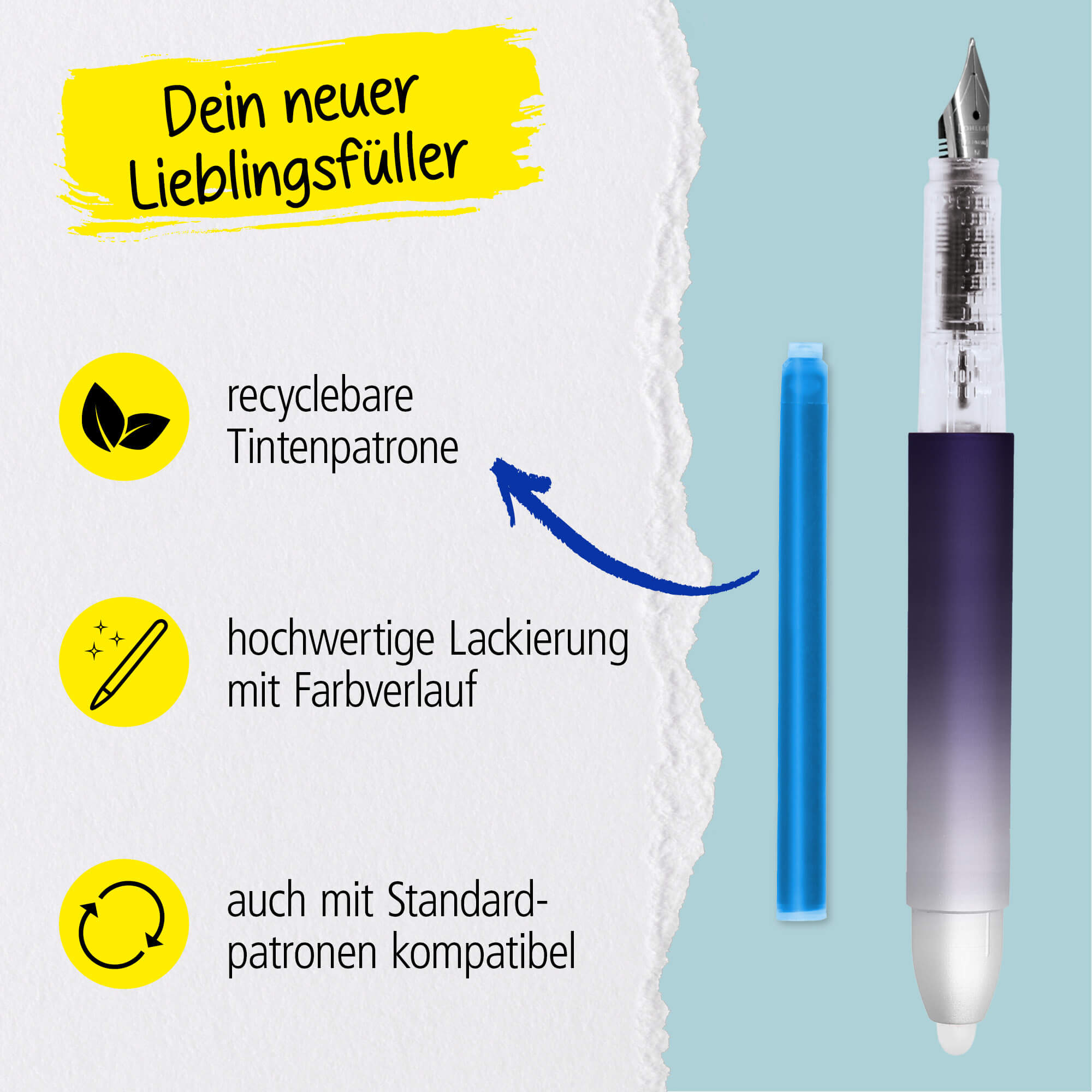 Radierbarer Füller ONLINE magiXX Lavender inkl. Tintenpatronen