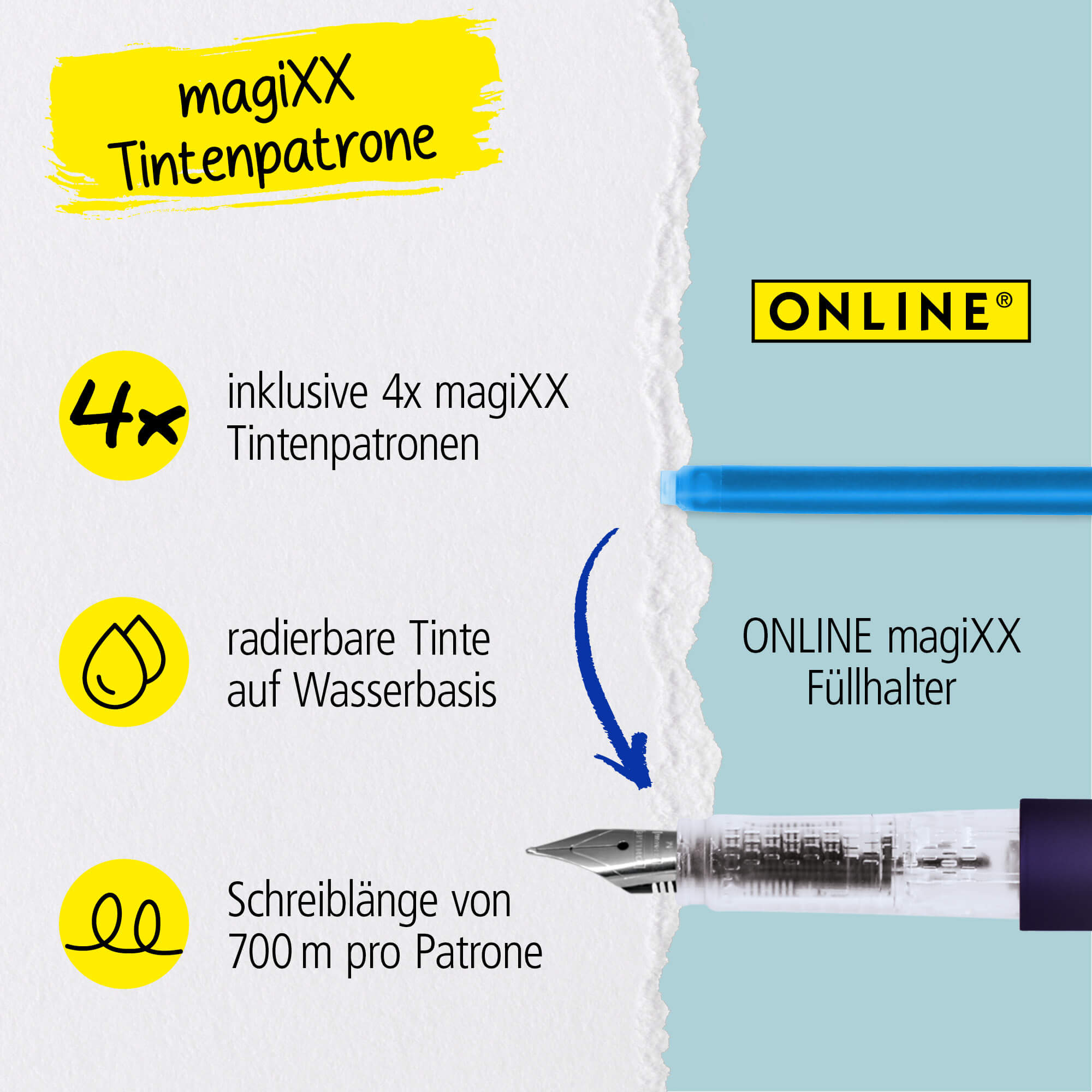 Radierbarer Füller ONLINE magiXX Lavender inkl. Tintenpatronen