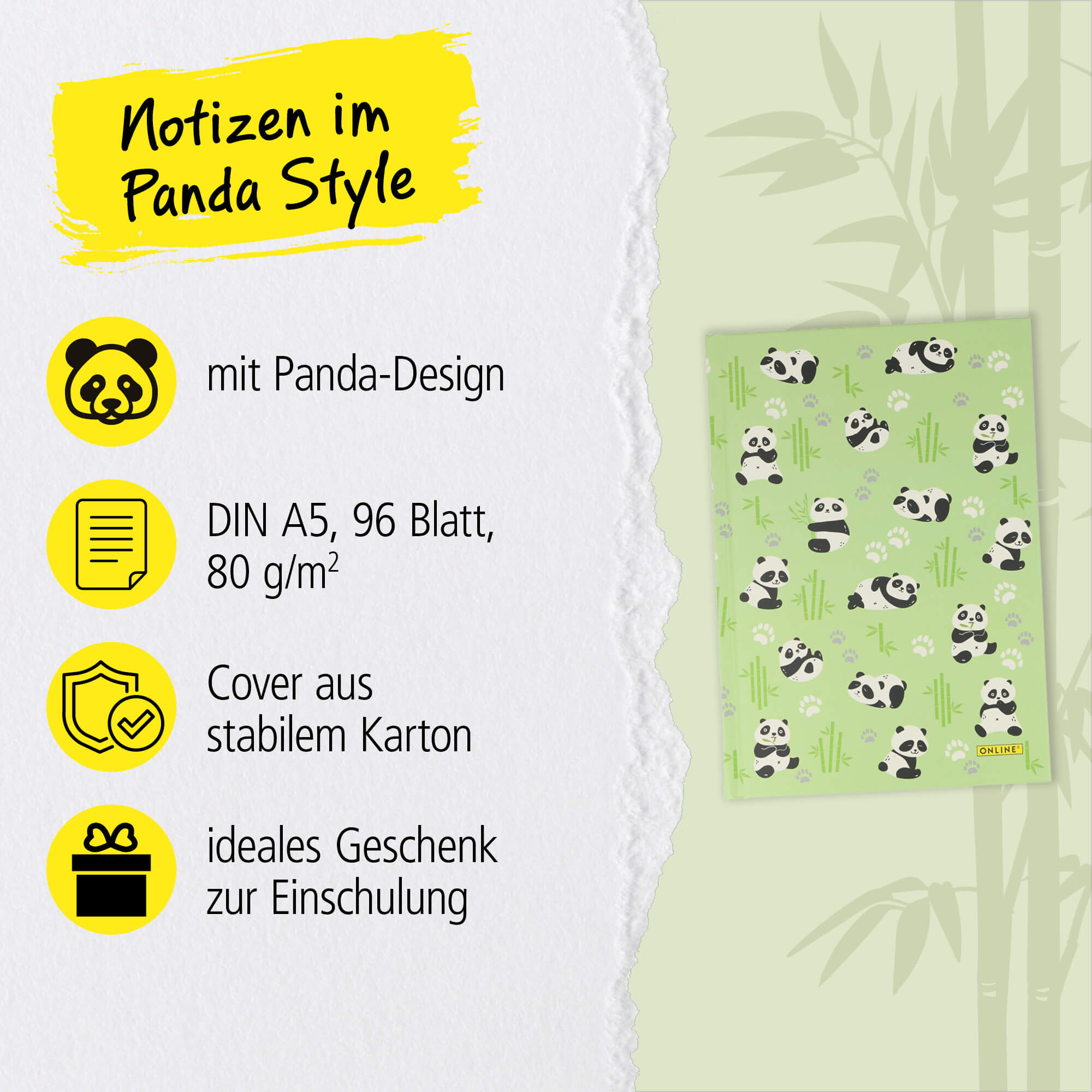 Kladde DIN A5 Panda