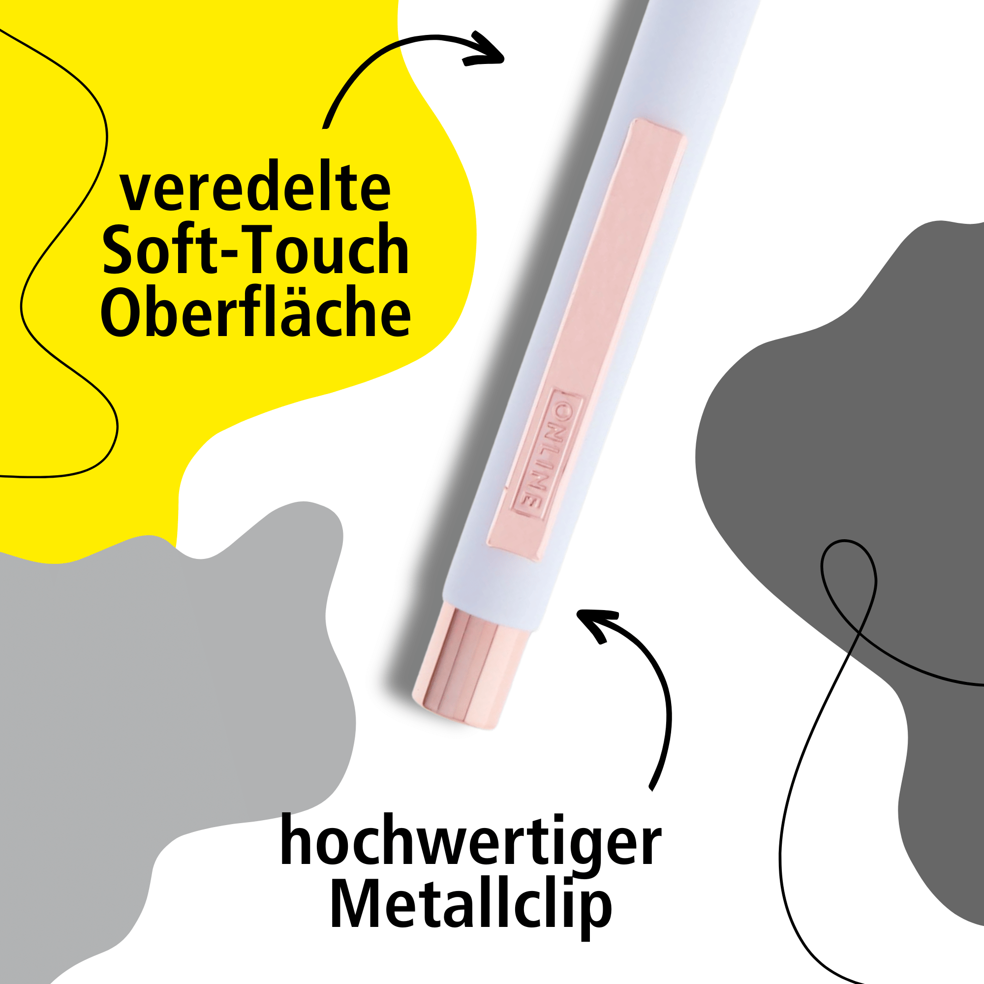 Kugelschreiber Soft Metal White Rose, personalisiert mit Gravur