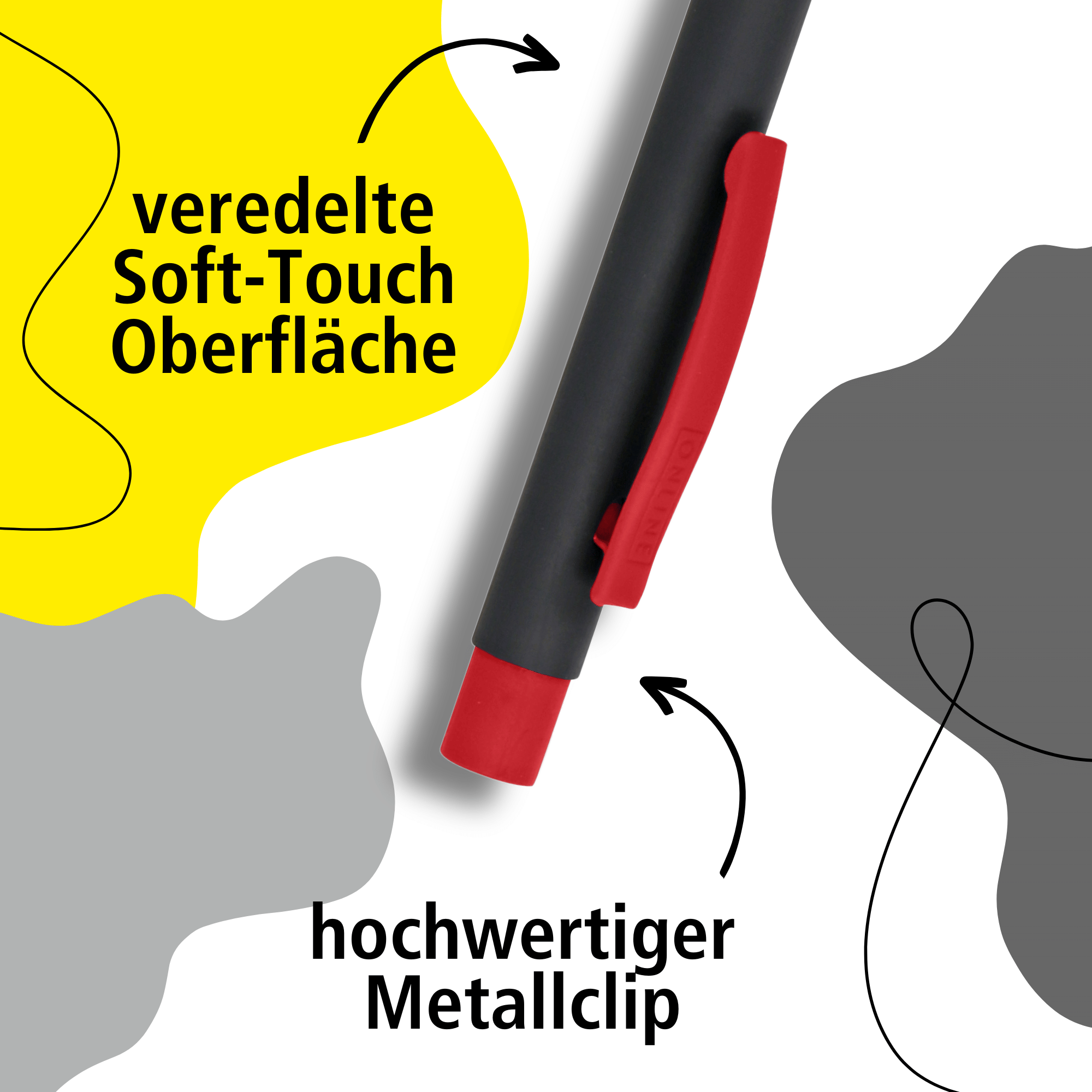 Druckkugelschreiber Soft Metal Black & Red