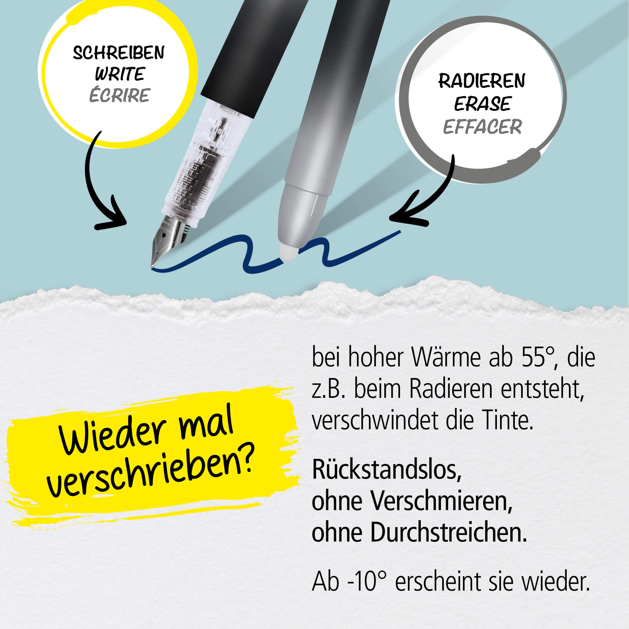 9x radierbare Tintenpatronen für magiXX Füllhalter, Vorteilspack, blauschreibend