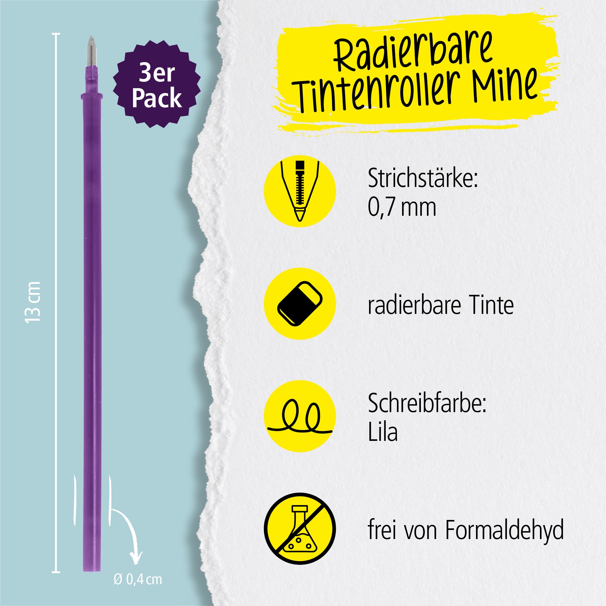 Ersatzminen für radierbare Legami Gelstifte, Lila, 3 Stück