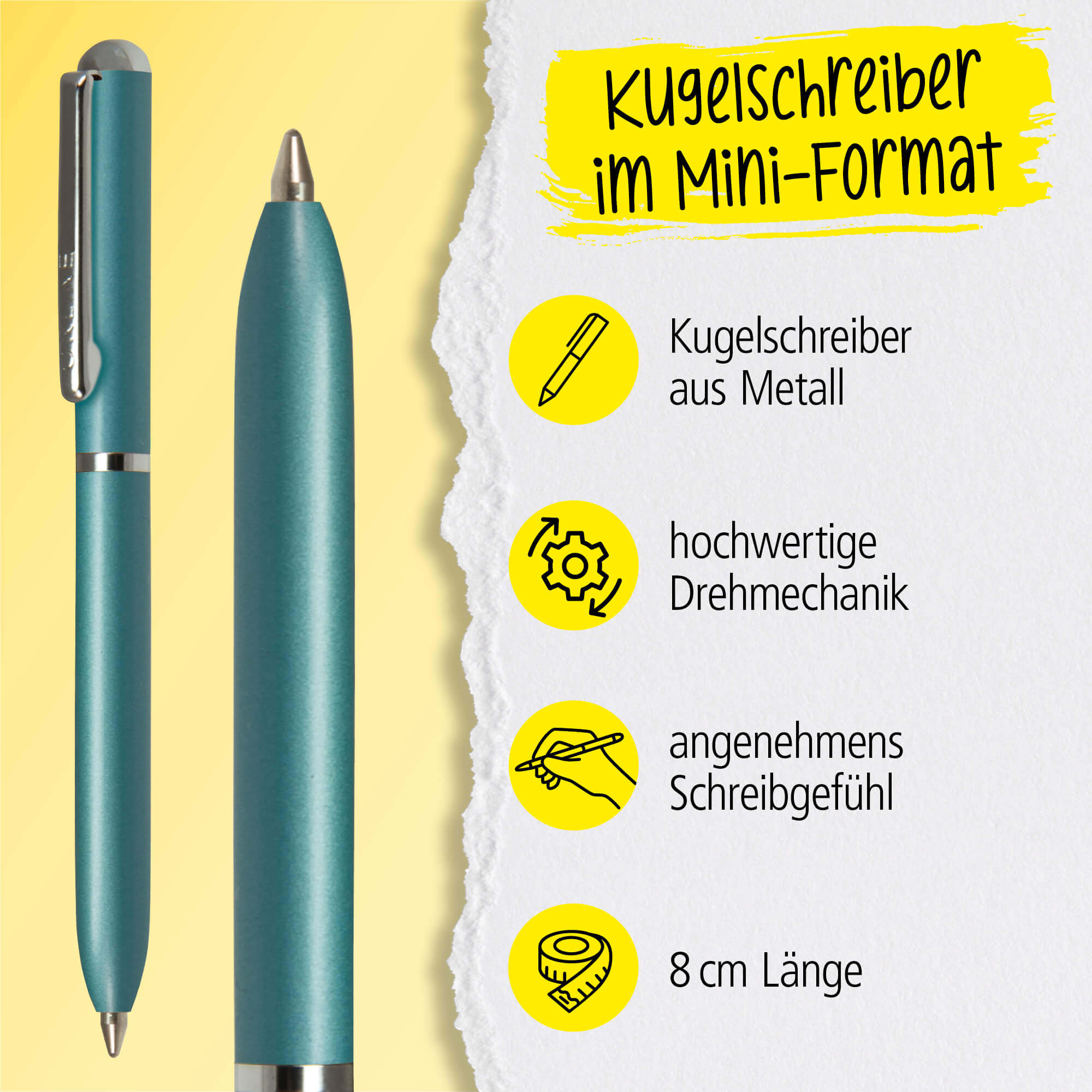 Kugelschreiber Mini Portemonnaie Turquoise, 8 cm Mini-Kugelschreiber