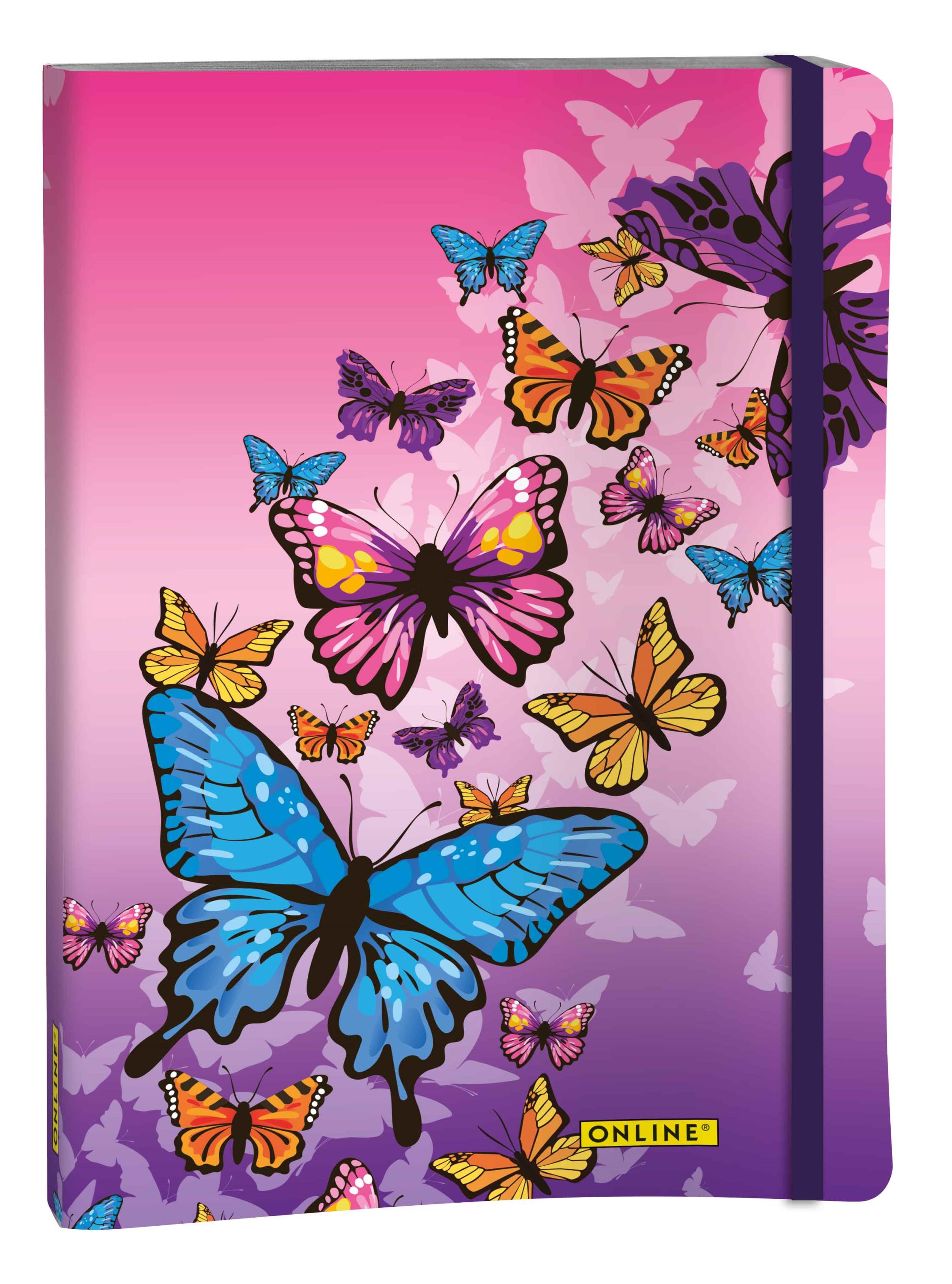 Bullet Journal Butterfly, Dotted-Notizbuch mit Soft Cover, Gummiband, DIN A5, 120g/m² FSC Papier, 144 Seiten