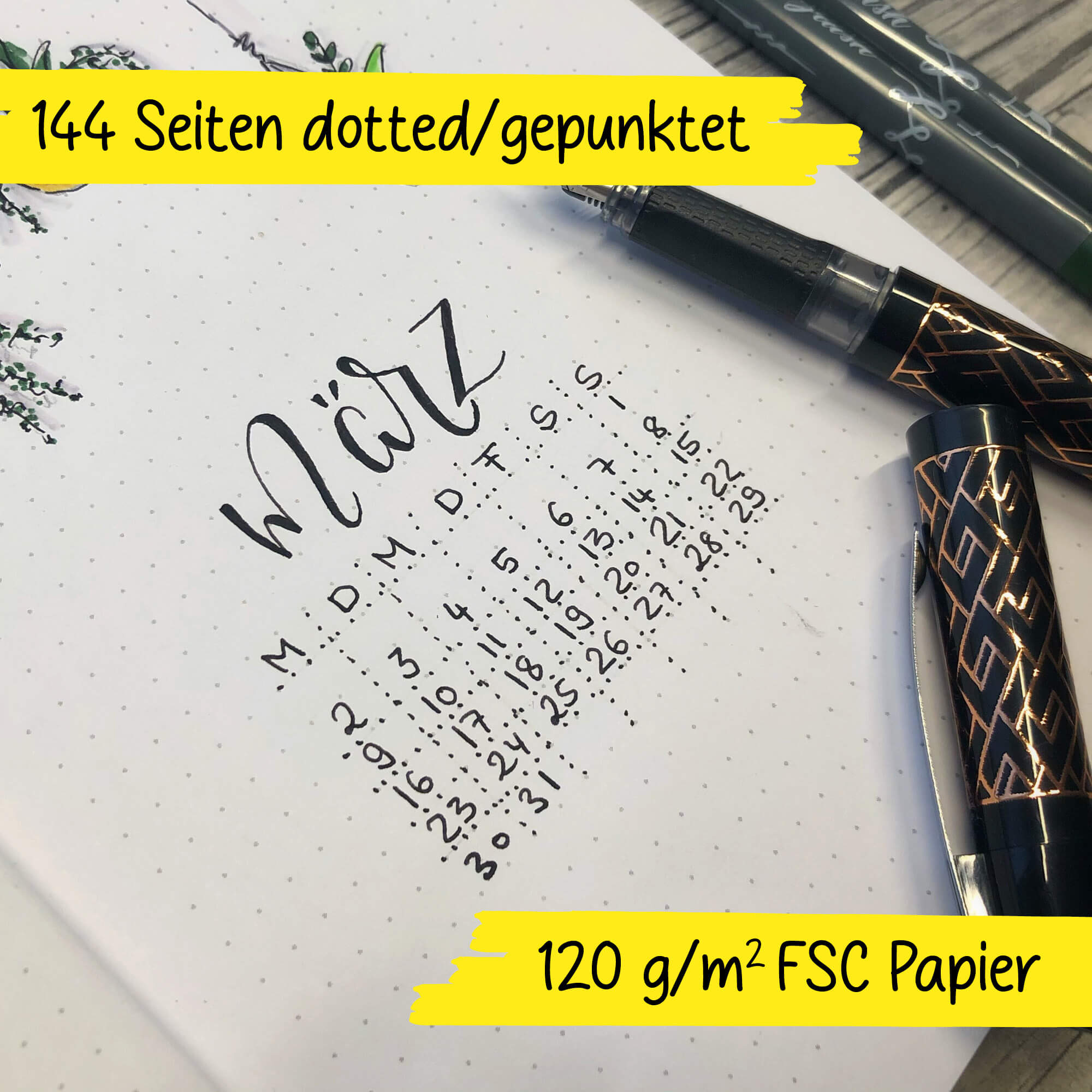 Bullet Journal Otter, Dotted-Notizbuch mit Soft Cover, Gummiband, DIN A5, 120g/m² FSC Papier, 144 Seiten