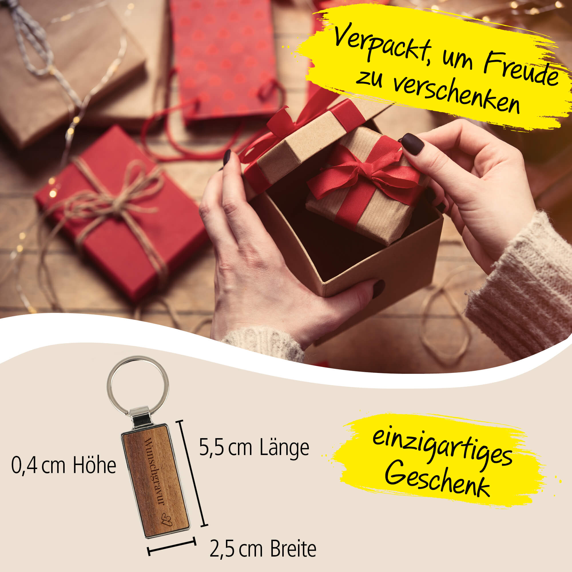 ONLINE Schlüsselanhänger personalisiert aus Walnuss-Holz, Schlüsselanhänger zum selbst gestalten mit Gravur